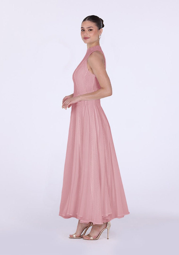 Pleats Aline Skirt Maxi Dress - shopaleena
