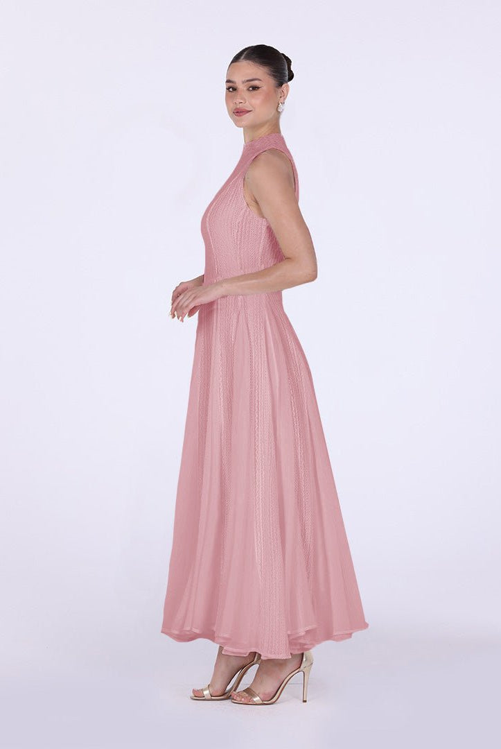 Pleats Aline Skirt Maxi Dress - shopaleena