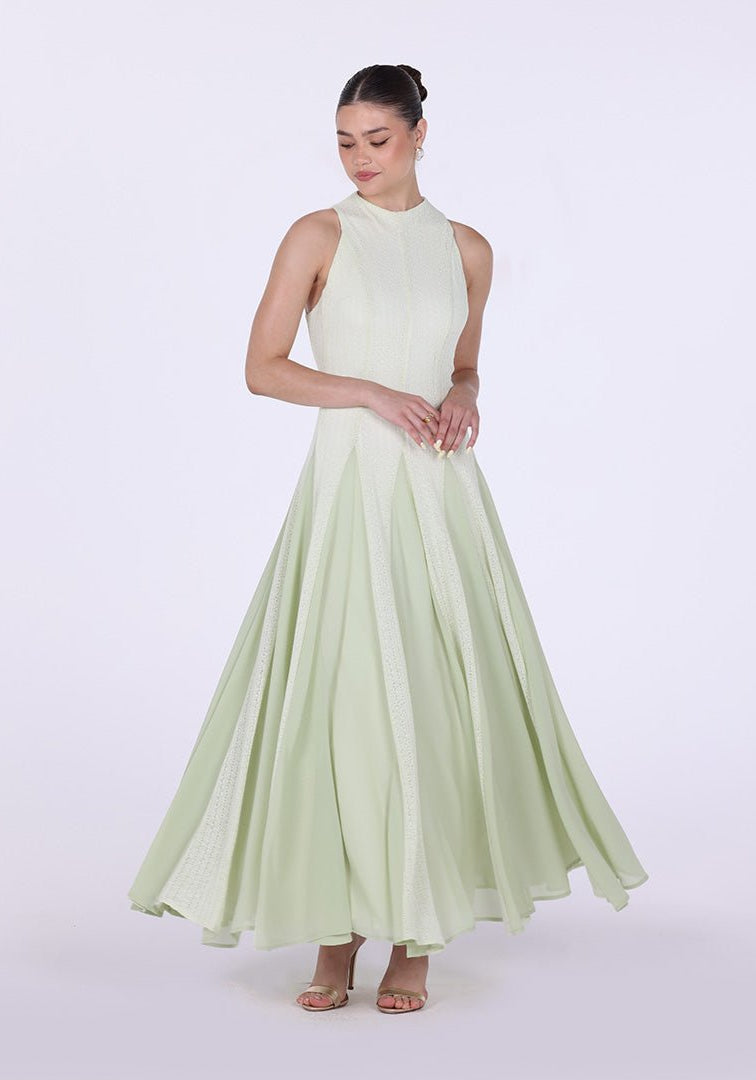 Pleats Aline Skirt Maxi Dress - shopaleena