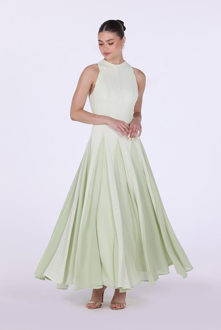 Pleats Aline Skirt Maxi Dress - shopaleena