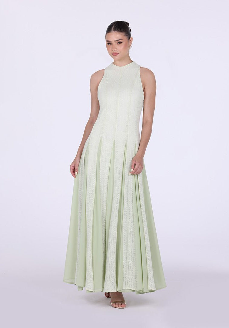 Pleats Aline Skirt Maxi Dress - shopaleena