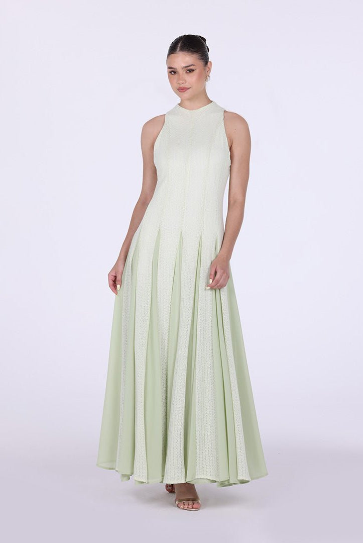 Pleats Aline Skirt Maxi Dress - shopaleena