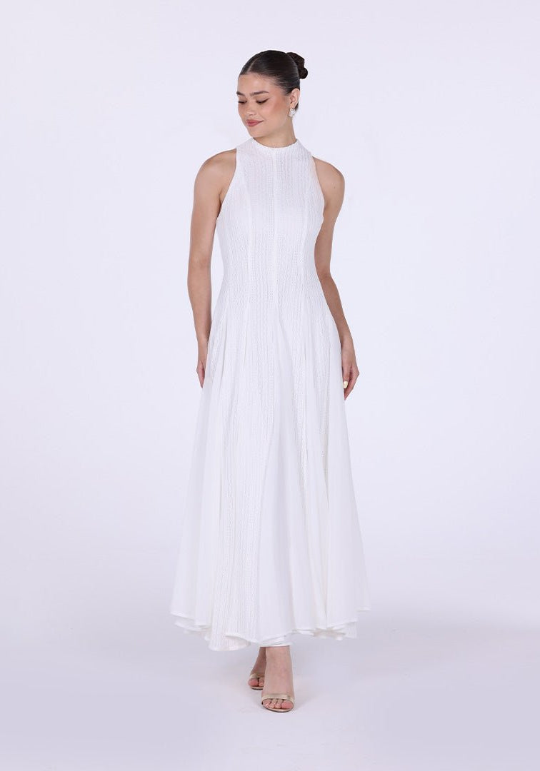 Pleats Aline Skirt Maxi Dress - shopaleena