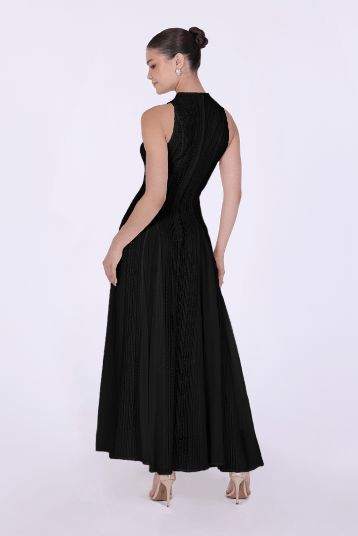 Pleats Aline Skirt Maxi Dress - shopaleena