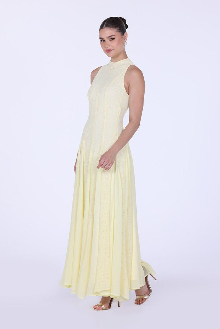 Pleats Aline Skirt Maxi Dress - shopaleena