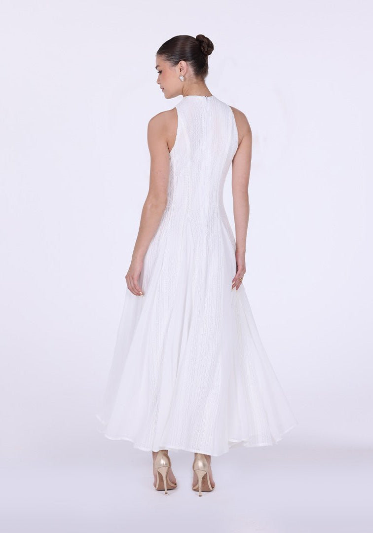Pleats Aline Skirt Maxi Dress - shopaleena