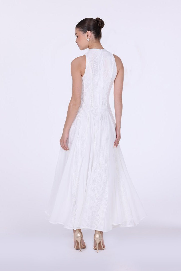 Pleats Aline Skirt Maxi Dress - shopaleena