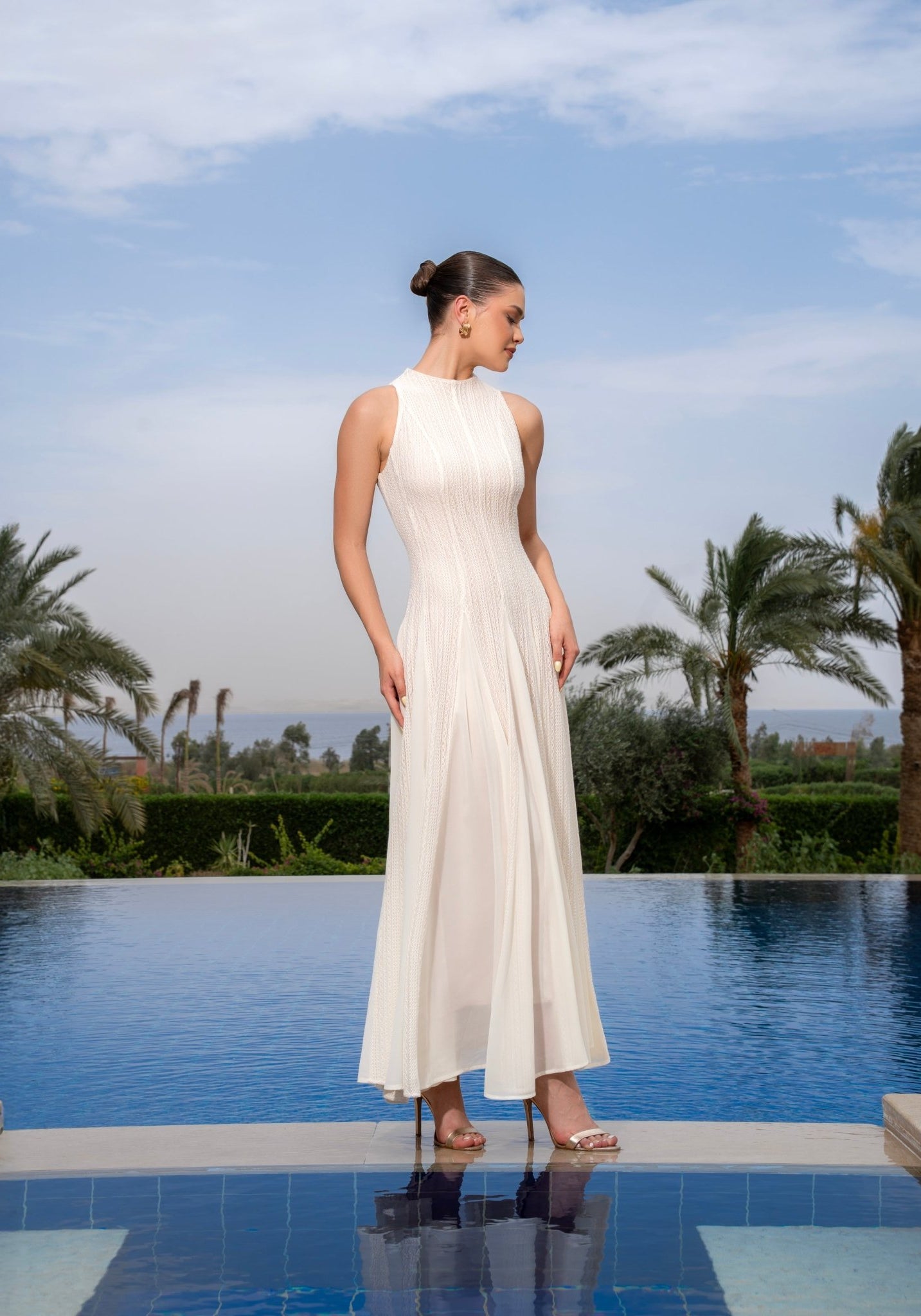 Pleats Aline Skirt Maxi Dress - shopaleena