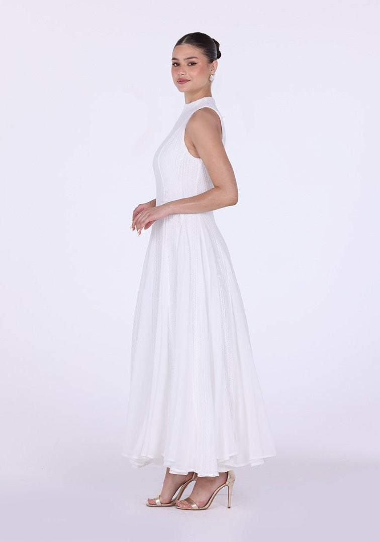 Pleats Aline Skirt Maxi Dress - shopaleena