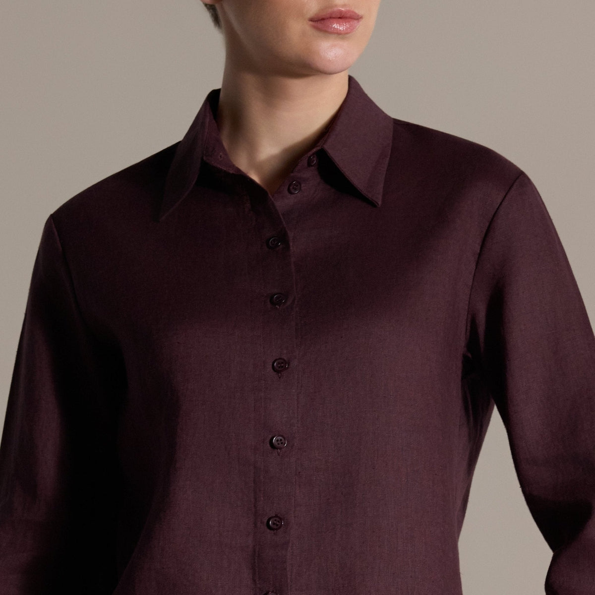 Plum Linen Classic Shirt - shopaleena