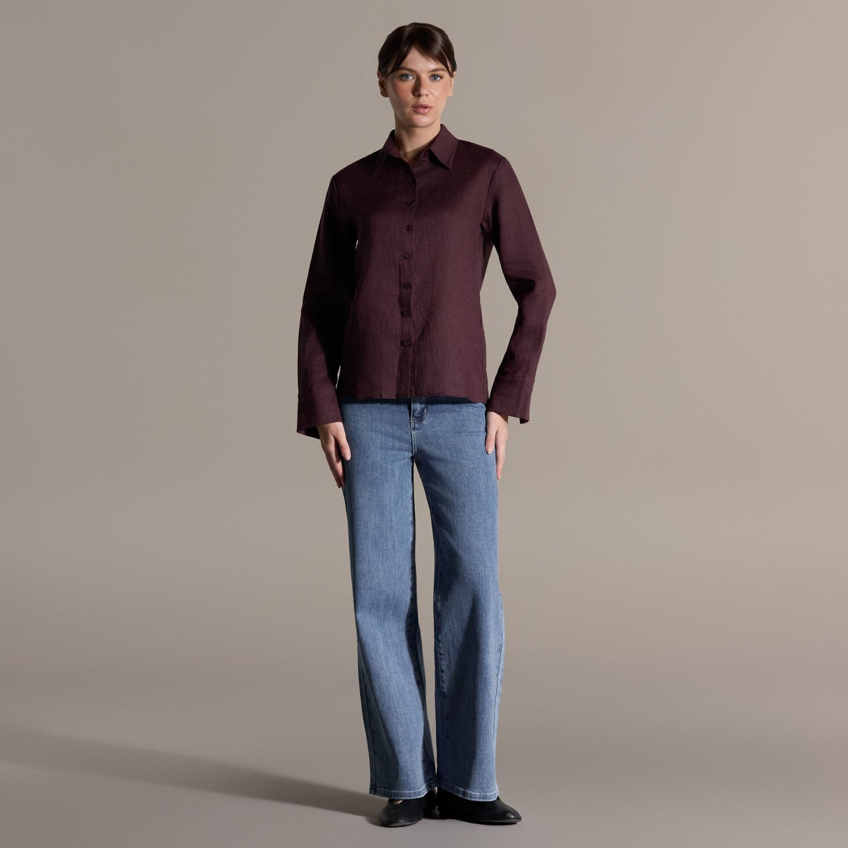 Plum Linen Classic Shirt - shopaleena