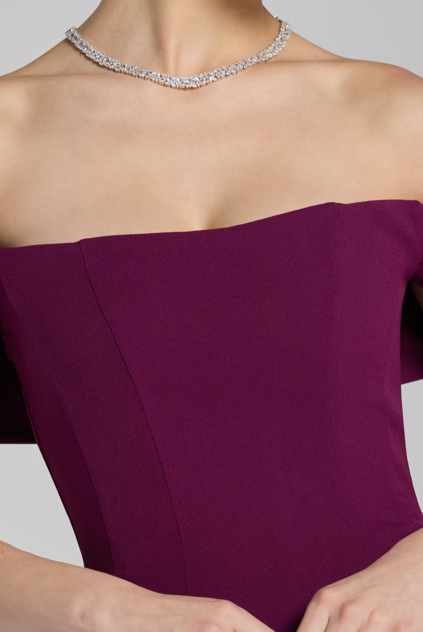 Plum Off - Shoulder Crepe Gown - shopaleena