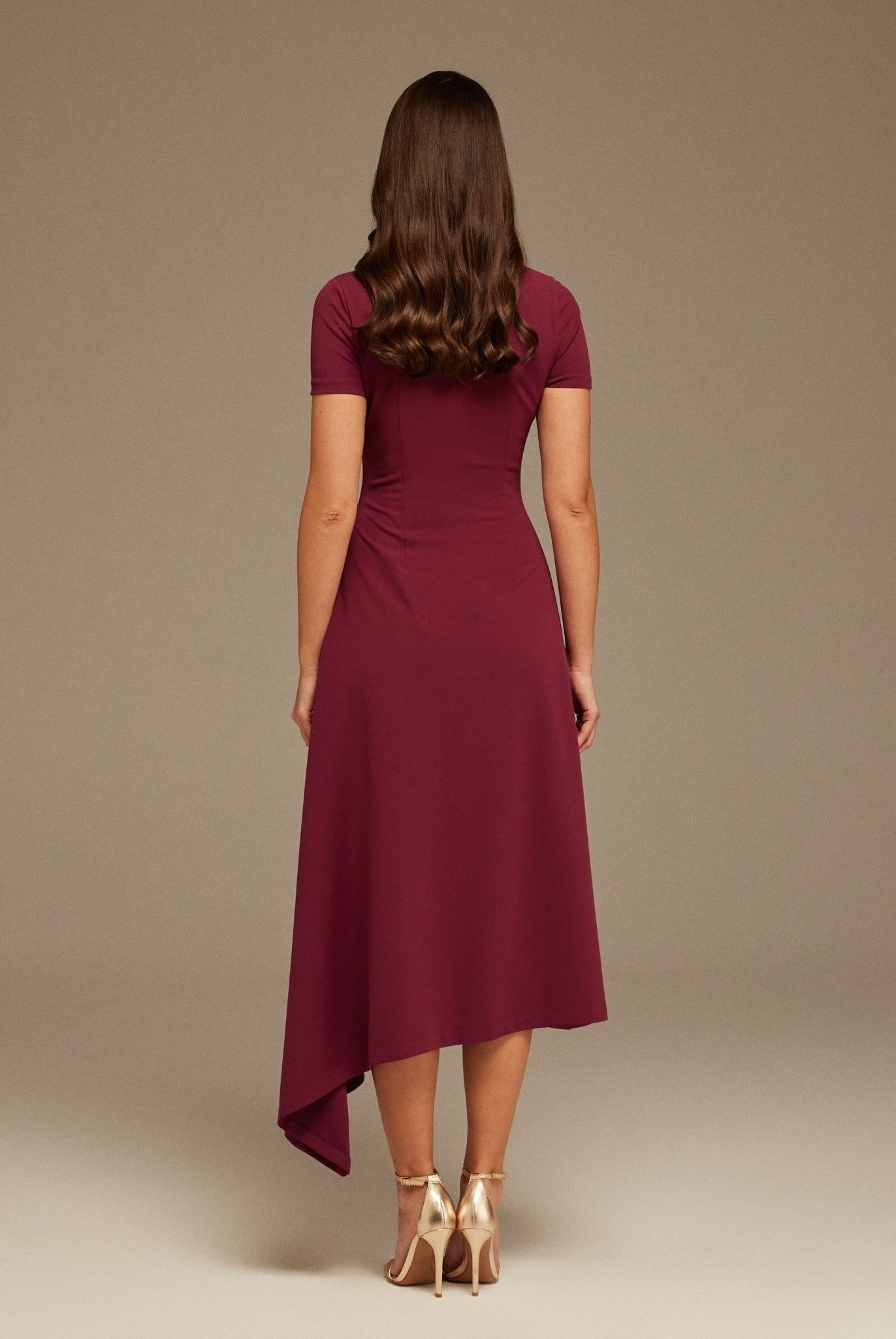 Plum one - shoulder asymmetric Midi Dress - shopaleena