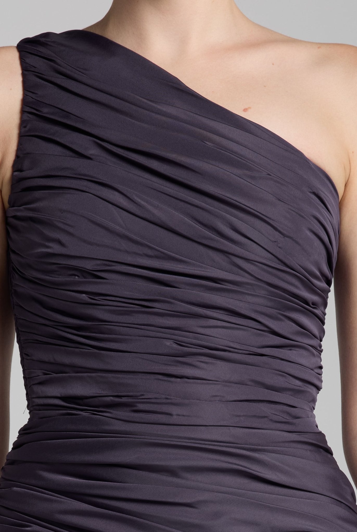 Plum One Shoulder Ruched Gown - shopaleena