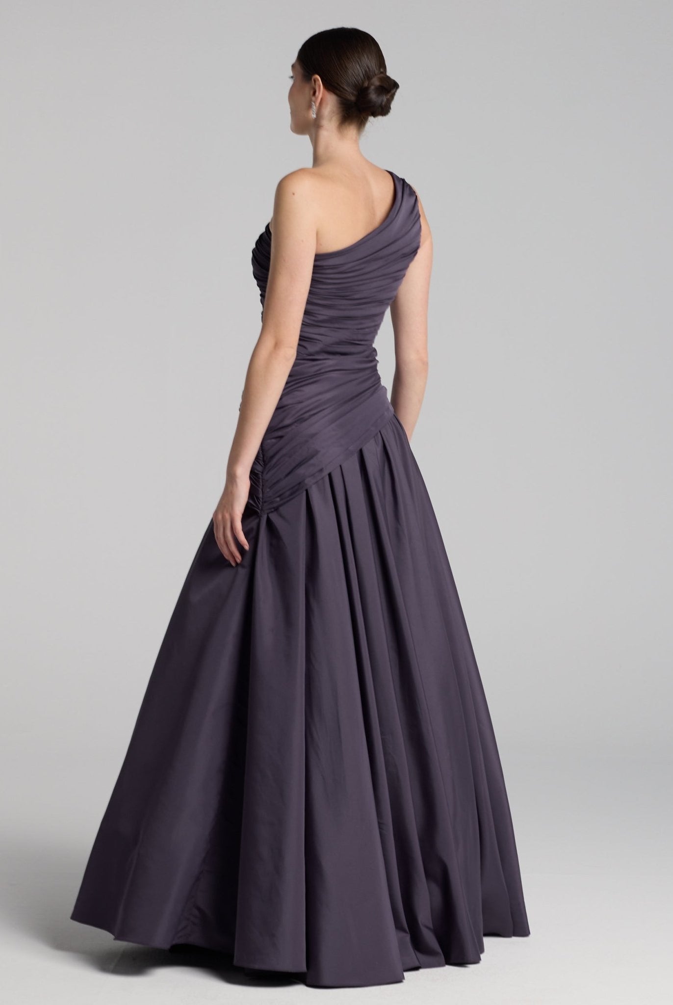 Plum One Shoulder Ruched Gown - shopaleena