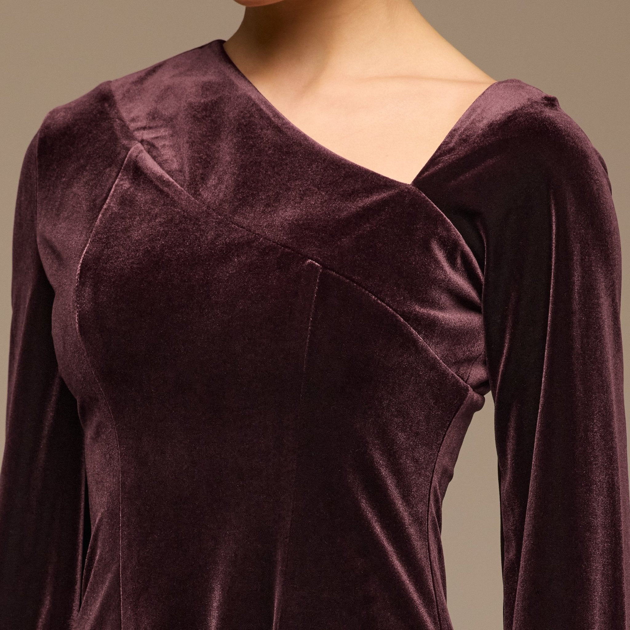 Plum Velvet Chiffon One - Shoulder Maxi Dress - shopaleena