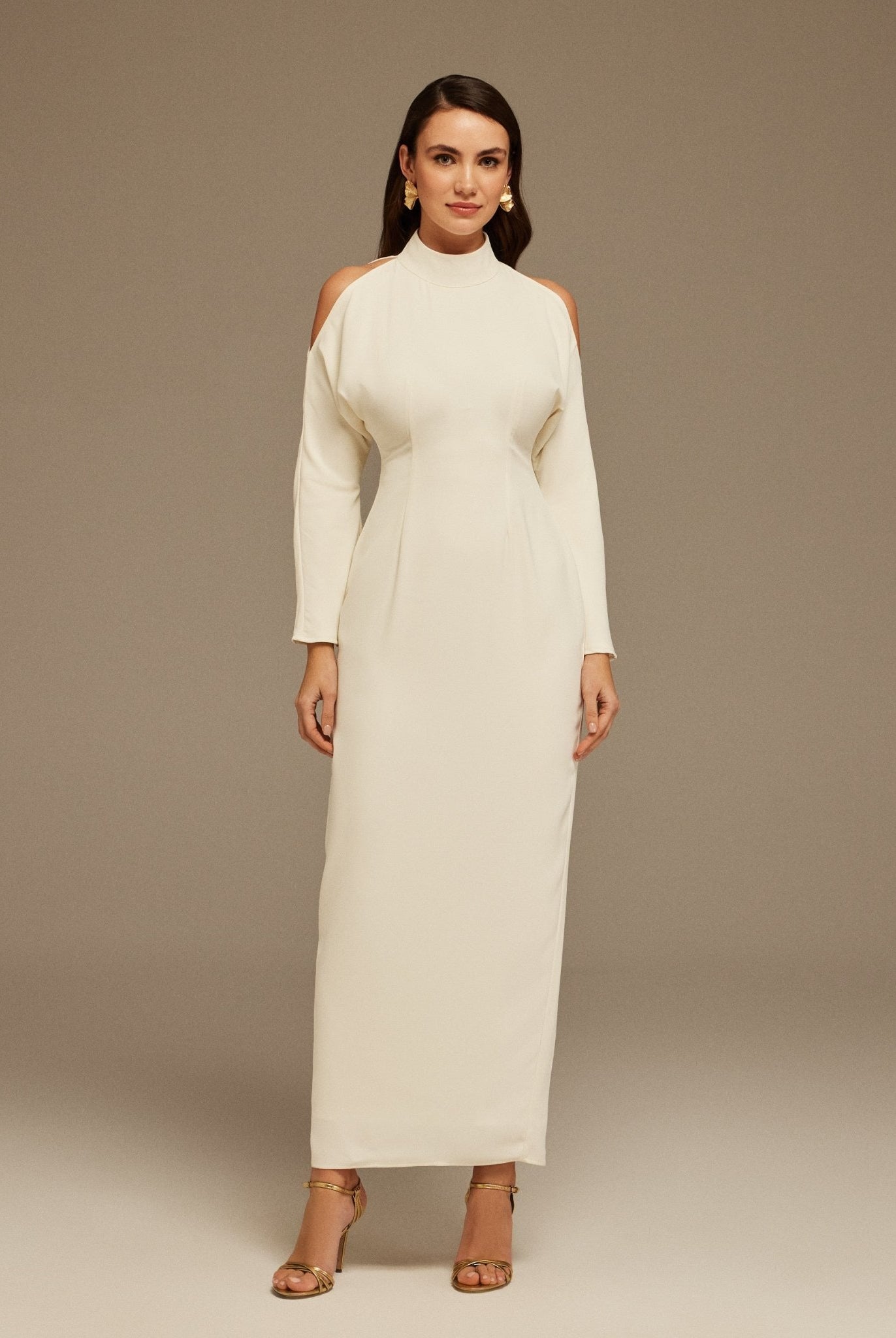 Poet Shoulder Long Sleeve Maxi Dress - shopaleena