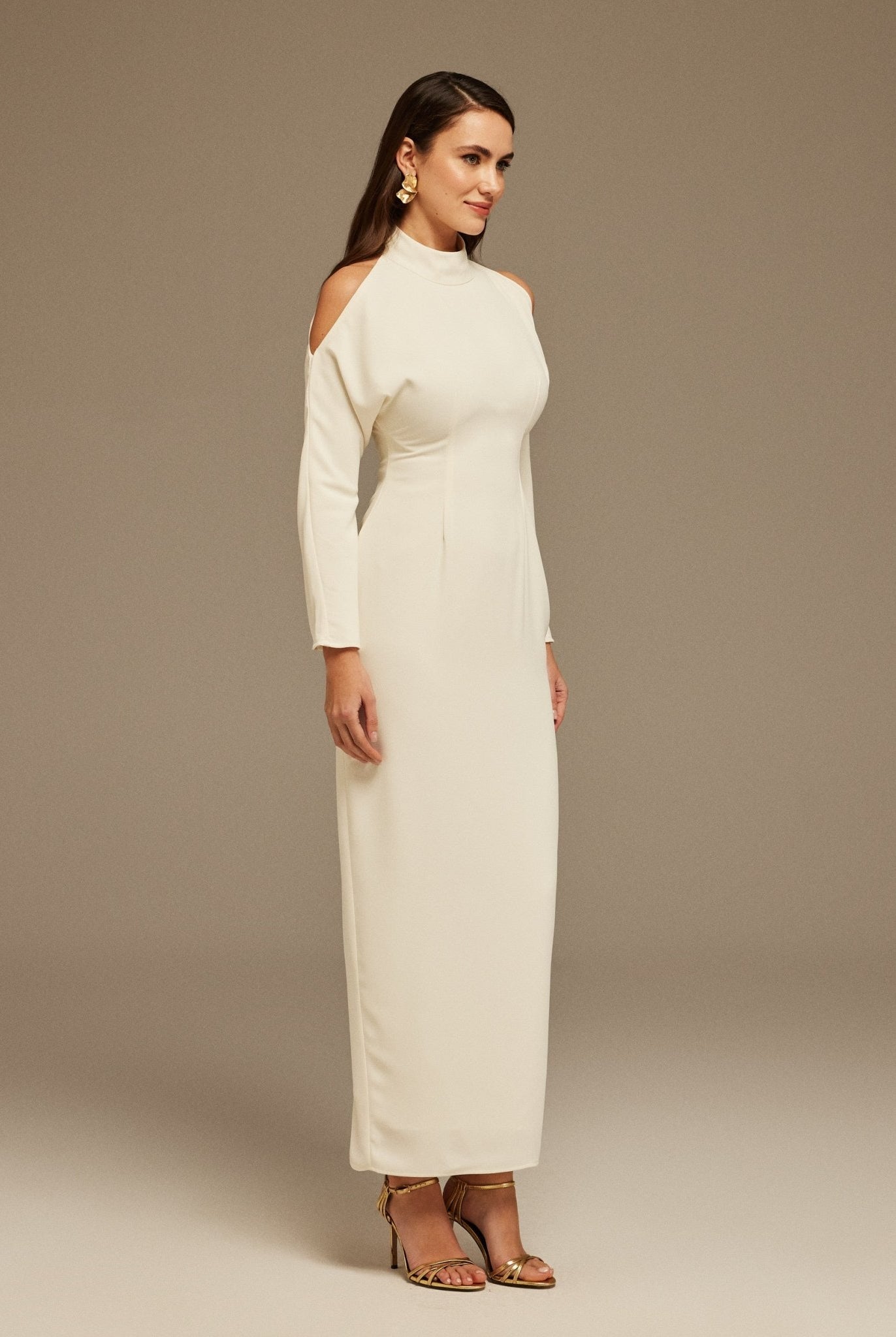 Poet Shoulder Long Sleeve Maxi Dress - shopaleena
