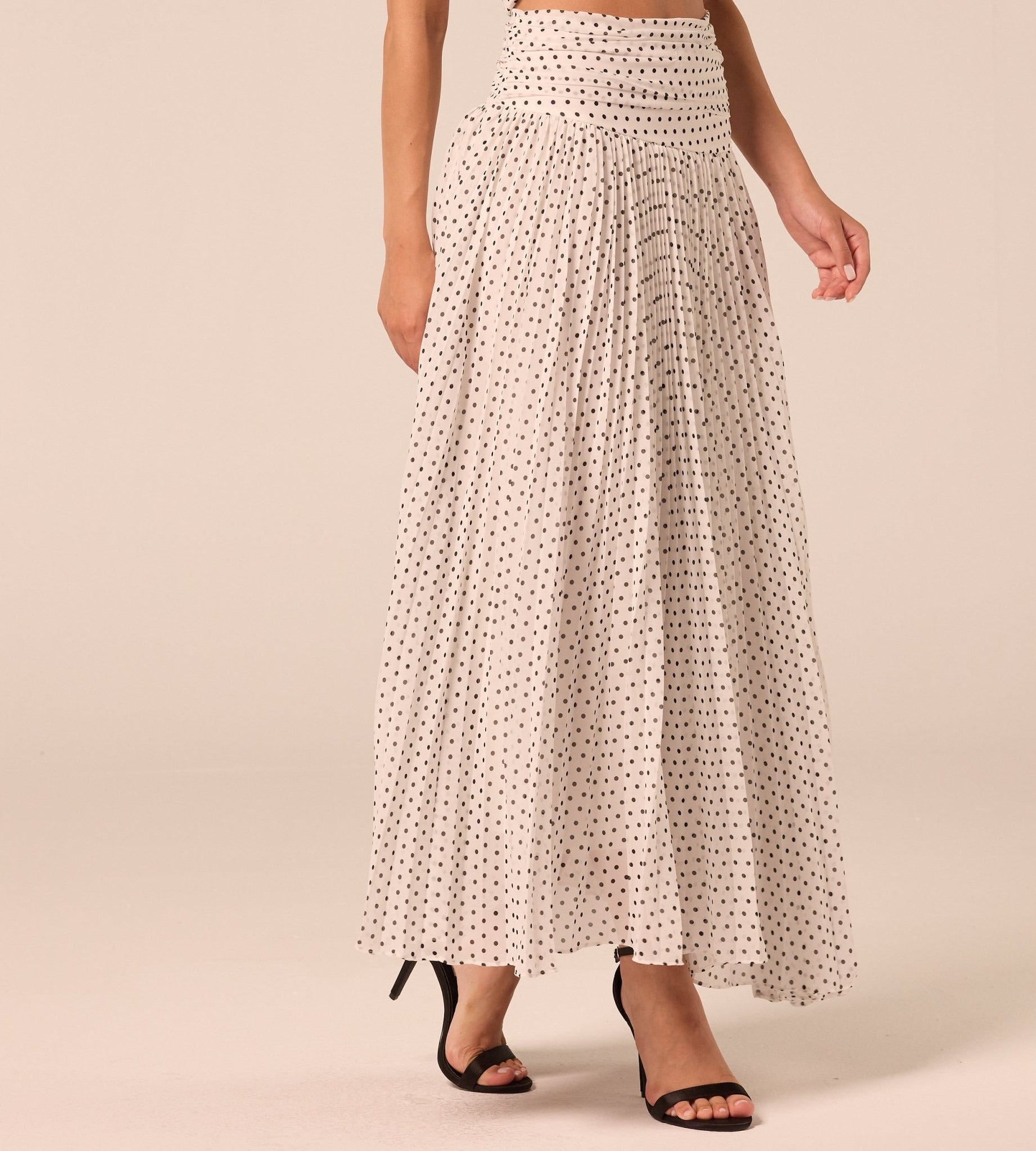 Polka Dot Pleated Chiffon Skirt - shopaleena