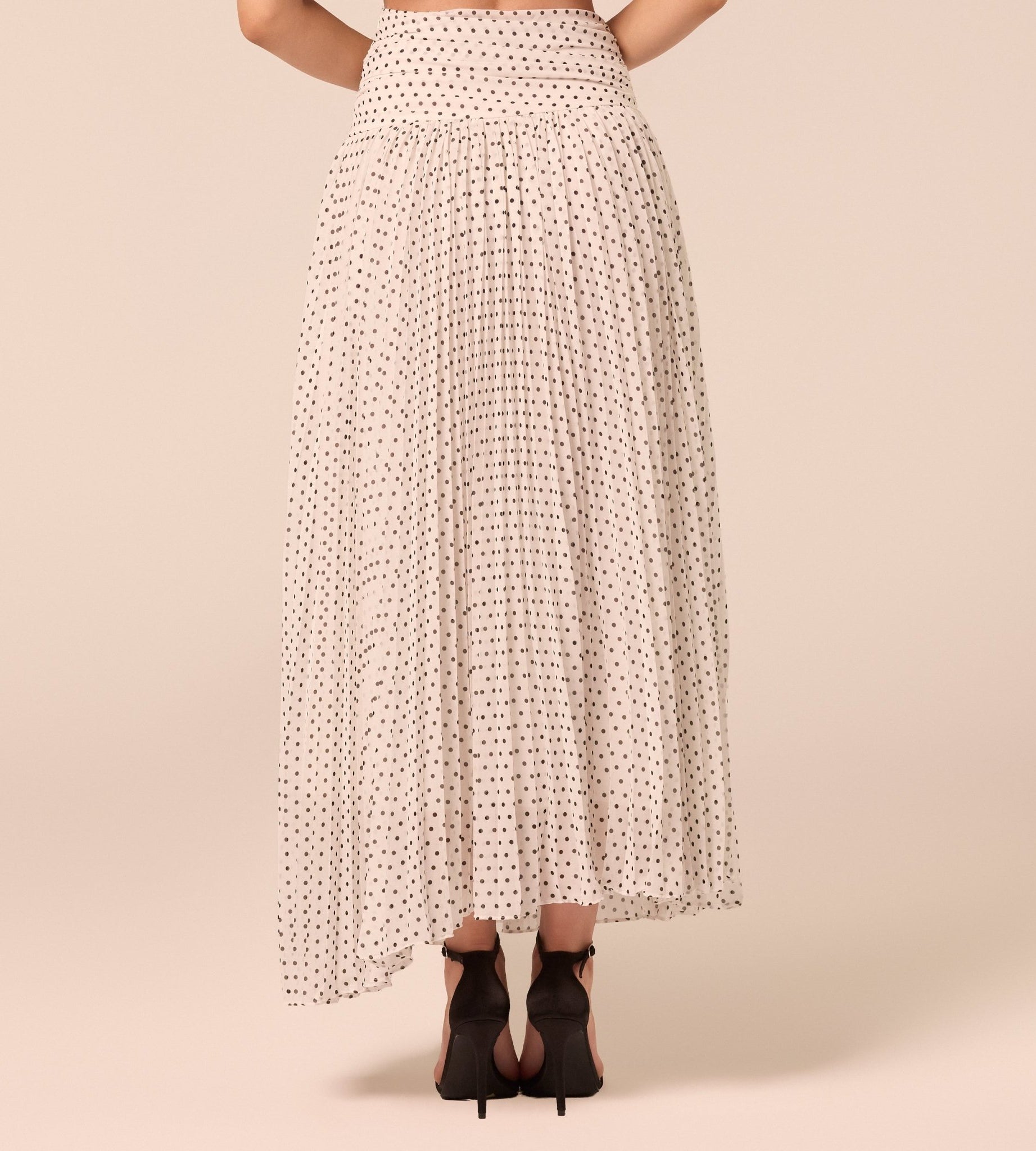 Polka Dot Pleated Chiffon Skirt - shopaleena