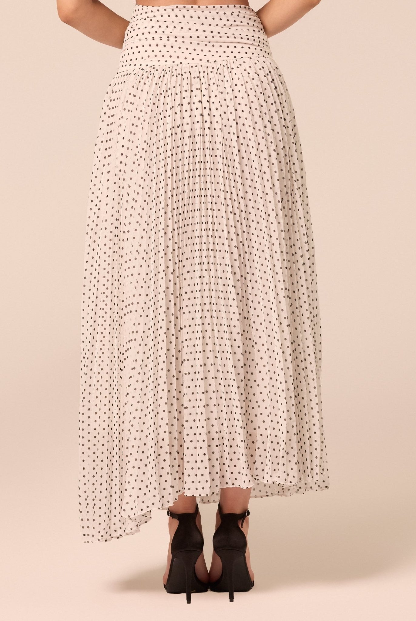 Polka Dot Pleated Chiffon Skirt - shopaleena