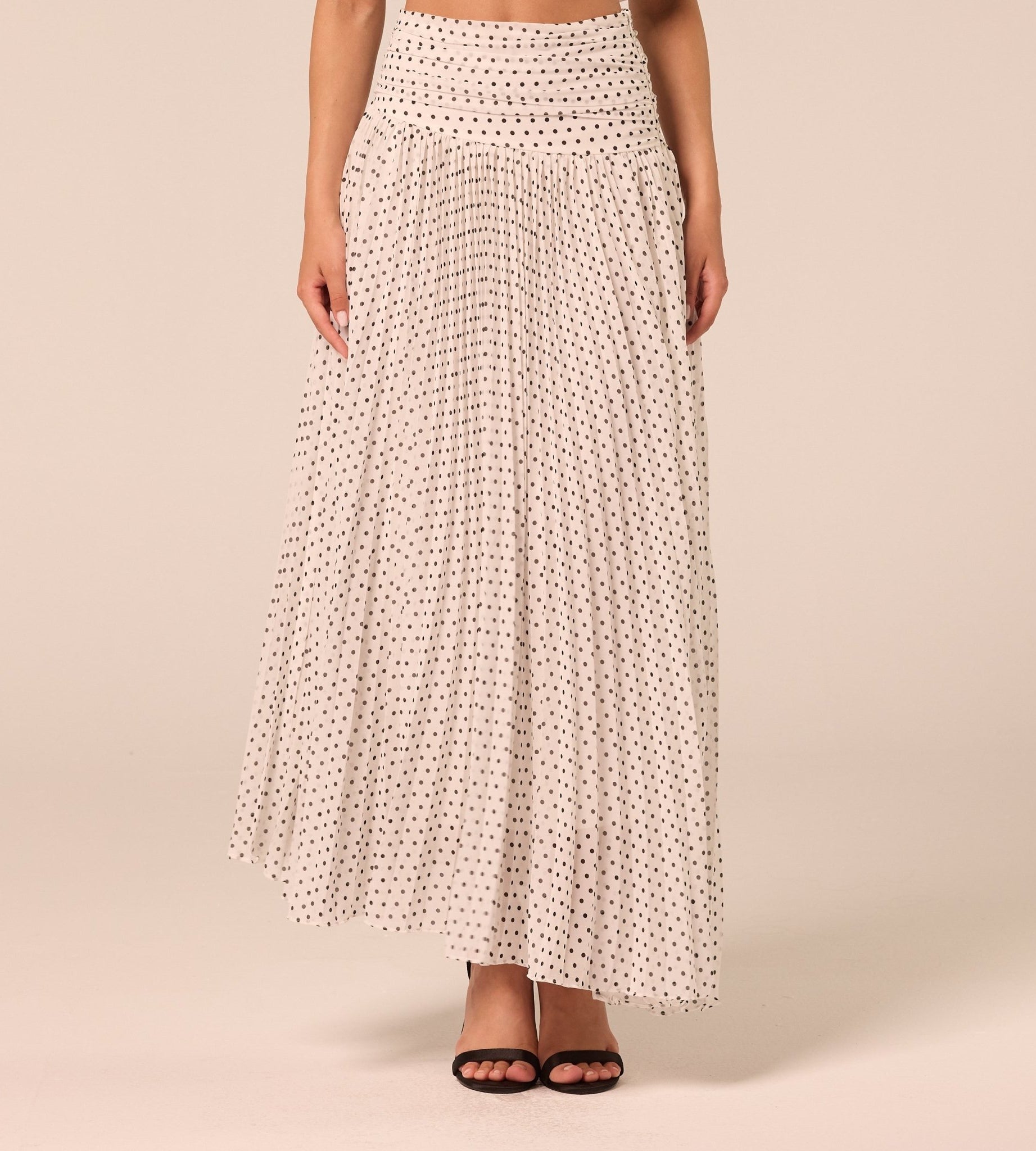 Polka Dot Pleated Chiffon Skirt - shopaleena
