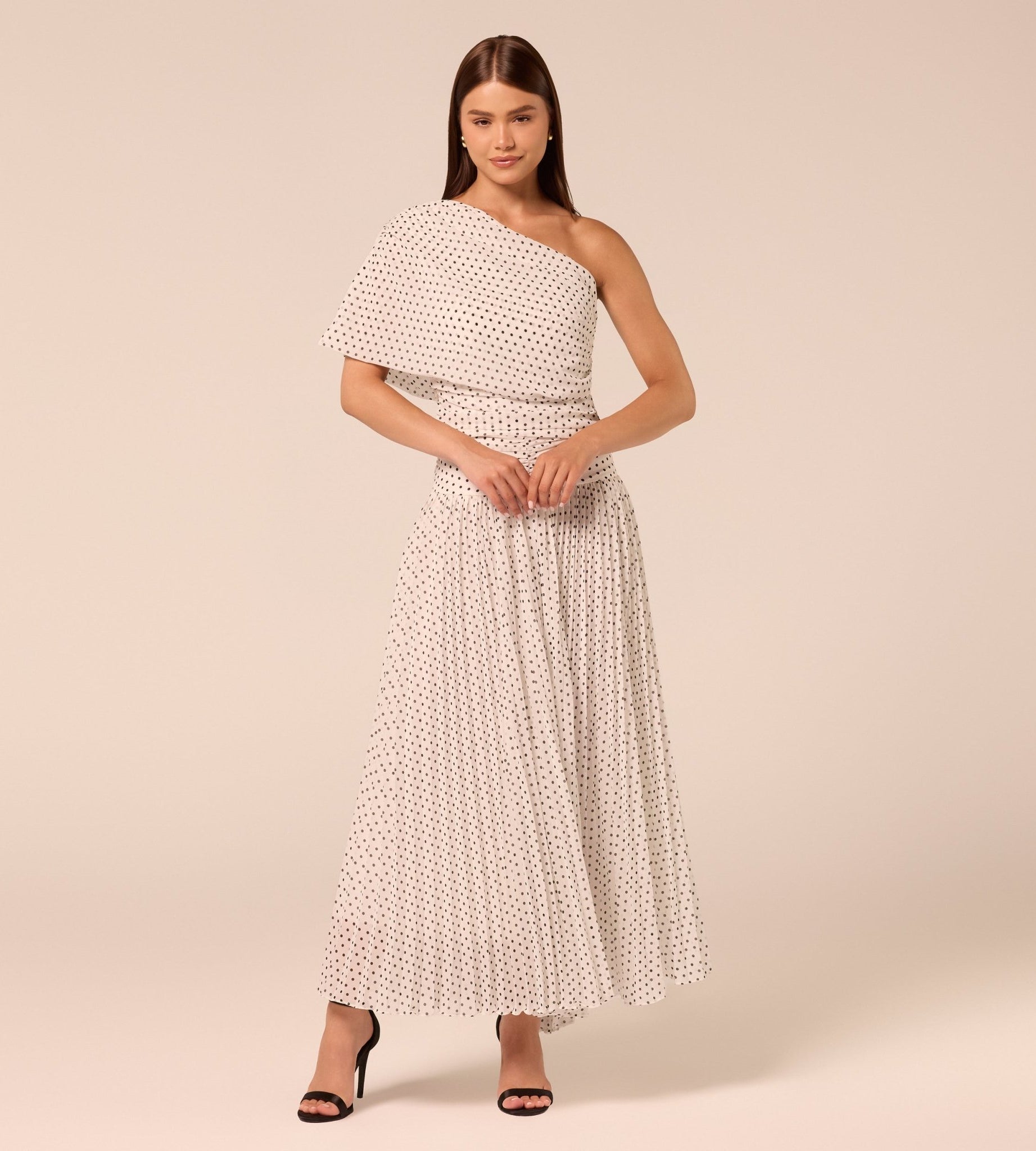 Polka Dot Pleated Chiffon Skirt - shopaleena