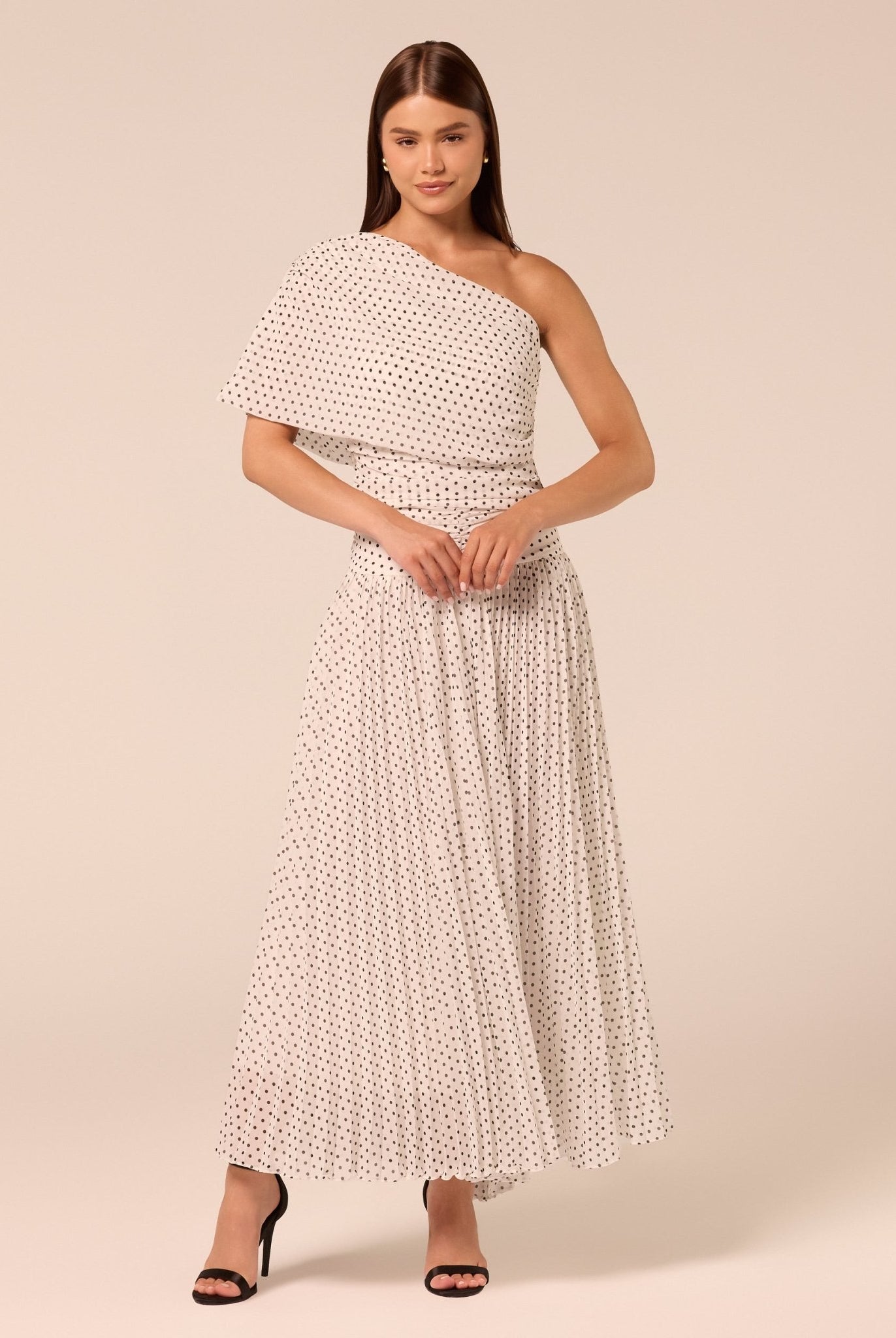 Polka Dot Pleated Chiffon Skirt - shopaleena