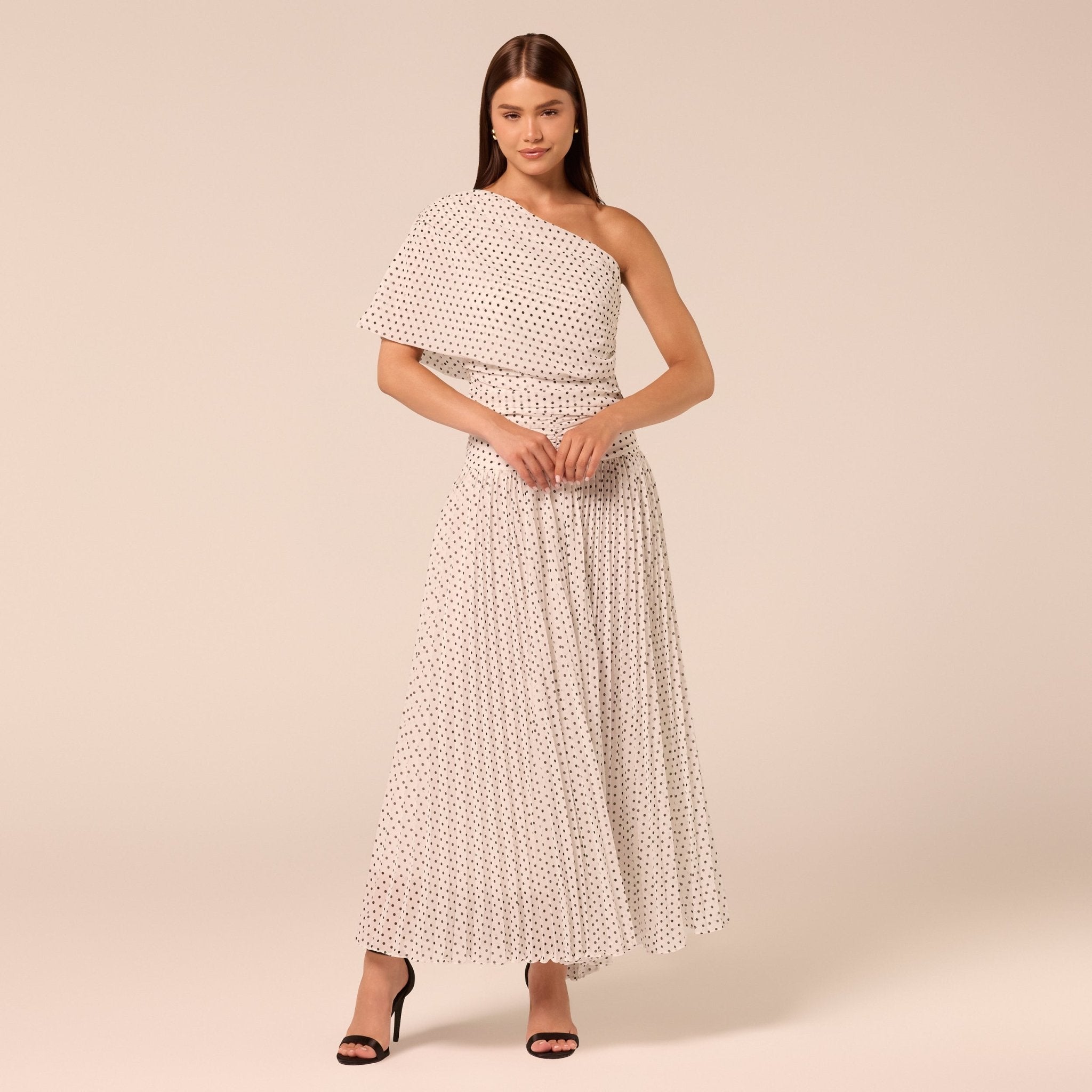 Polka Dot Pleated Chiffon Skirt - shopaleena