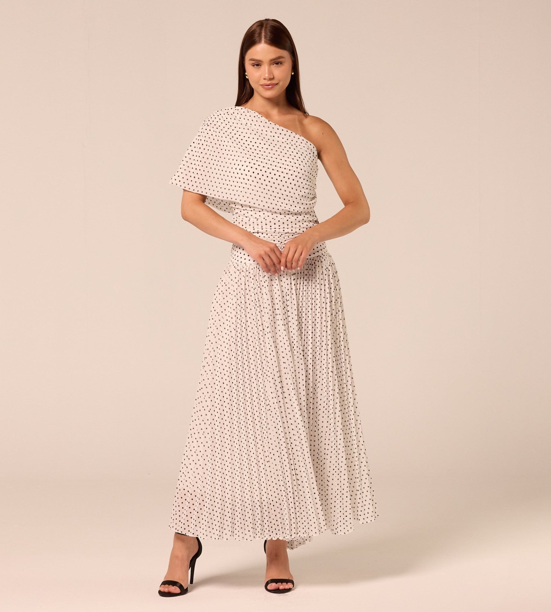 Polka Dot Pleated Chiffon Skirt - shopaleena