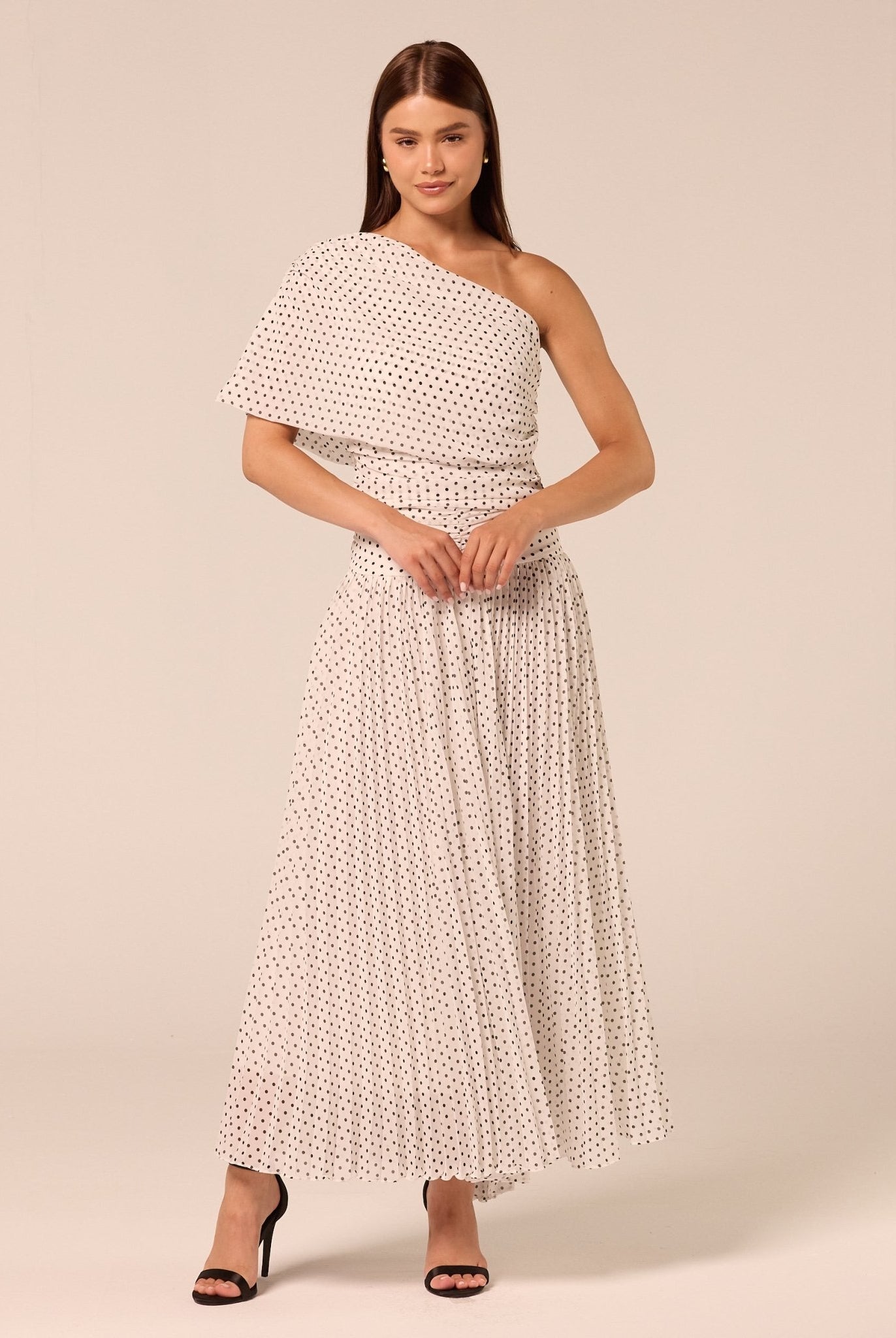 Polka Dot Pleated Chiffon Skirt - shopaleena
