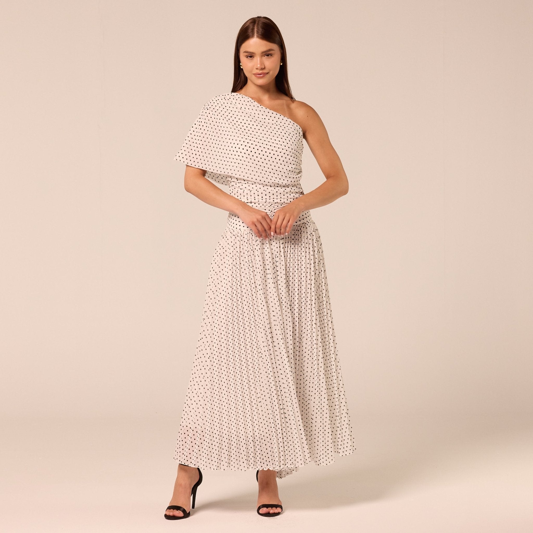 Polka Dot Pleated Chiffon Skirt - shopaleena