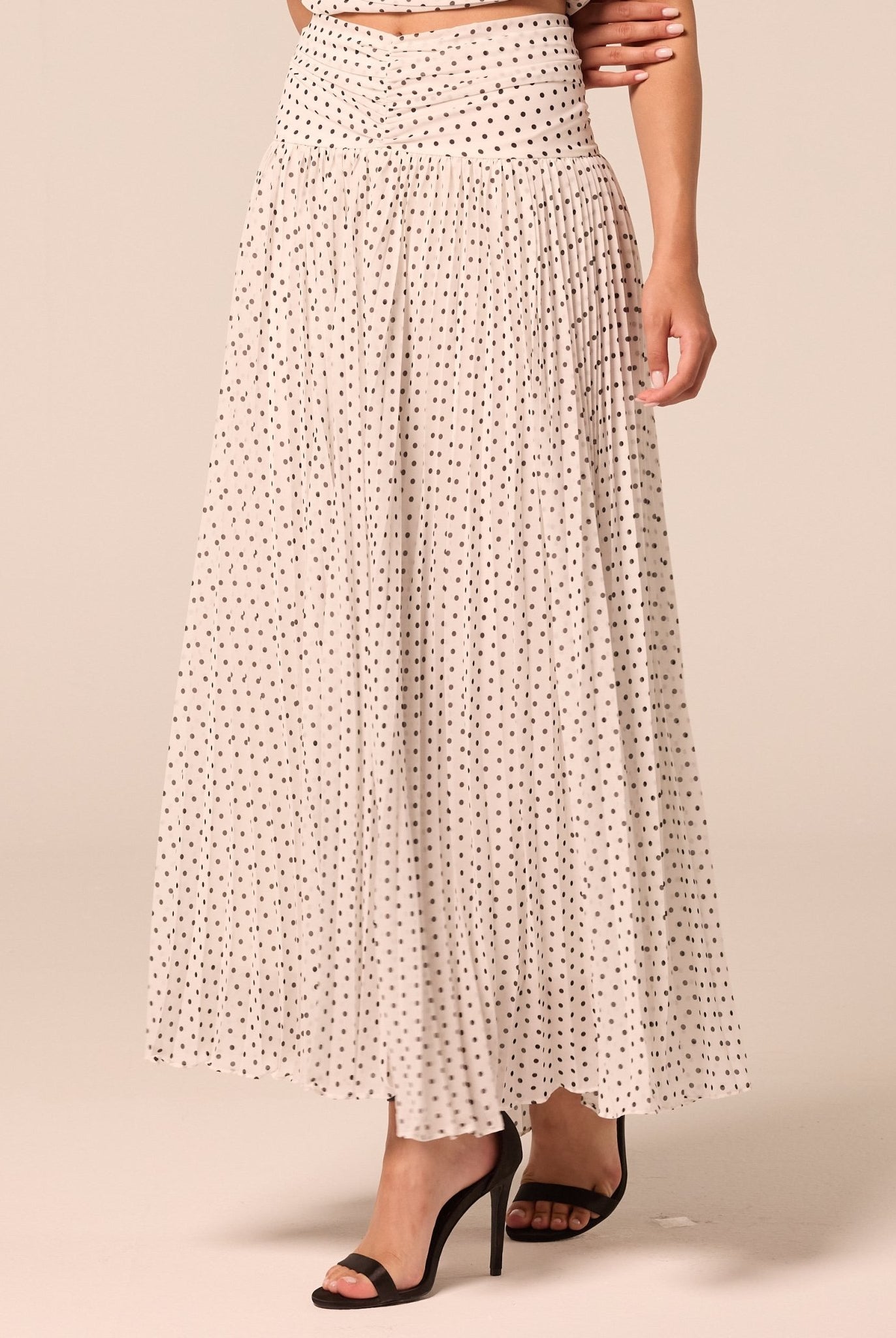 Polka Dot Pleated Chiffon Skirt - shopaleena
