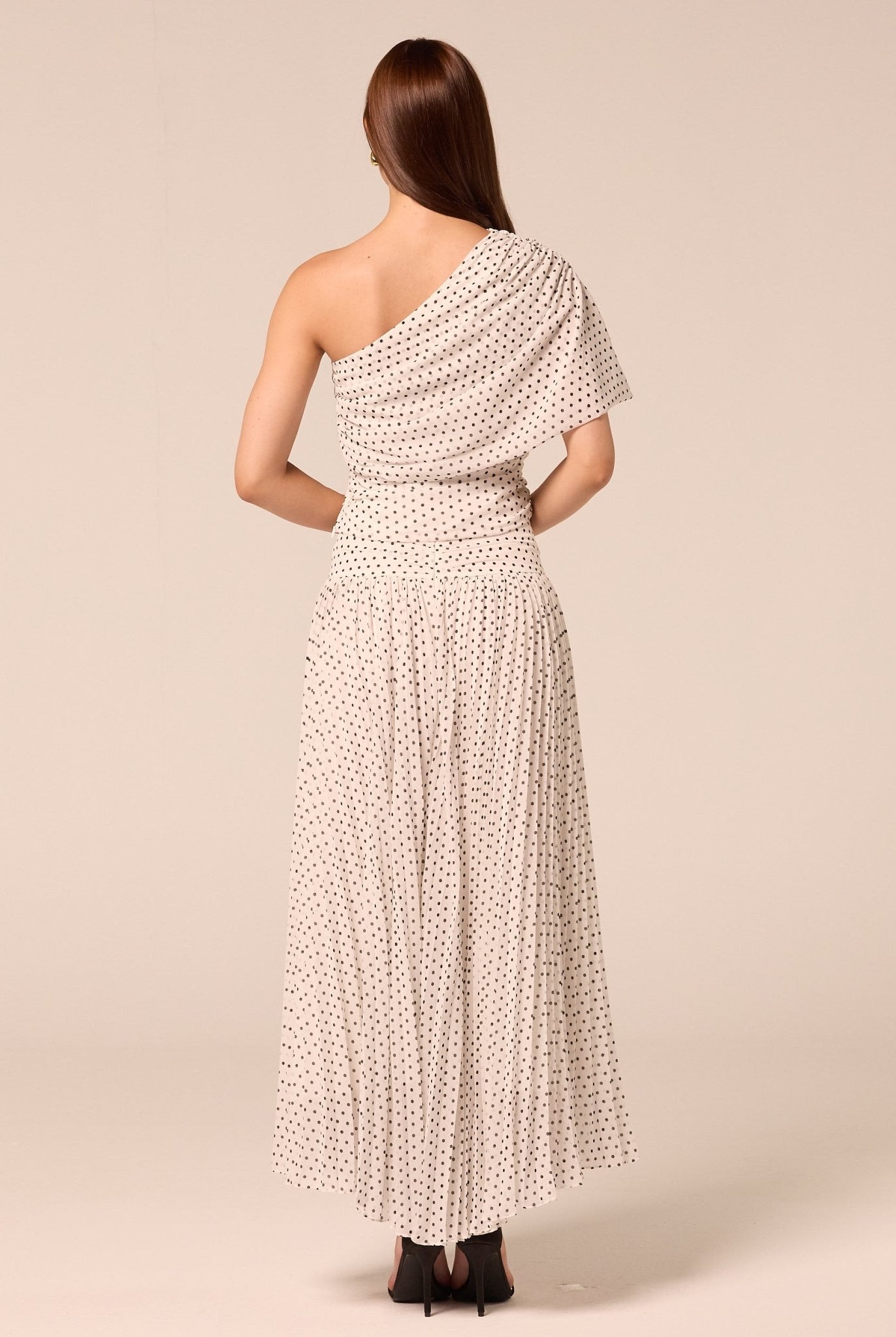 Polka Dot Pleated Chiffon Skirt - shopaleena
