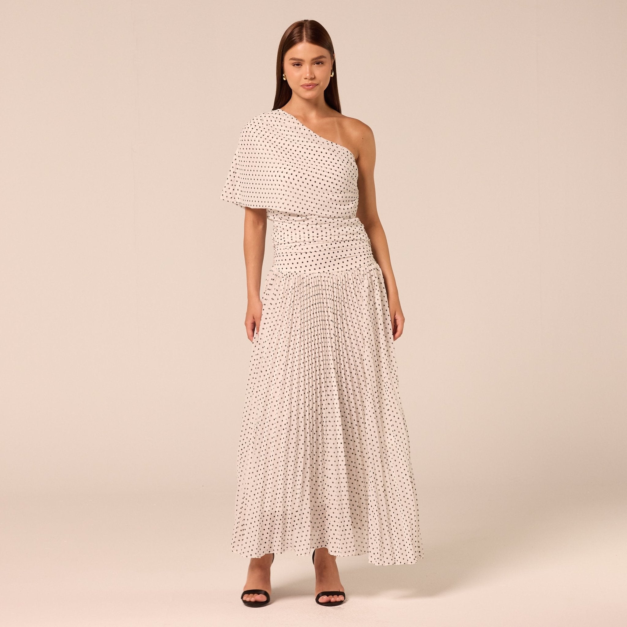 Polka Dot Pleated Chiffon Skirt - shopaleena