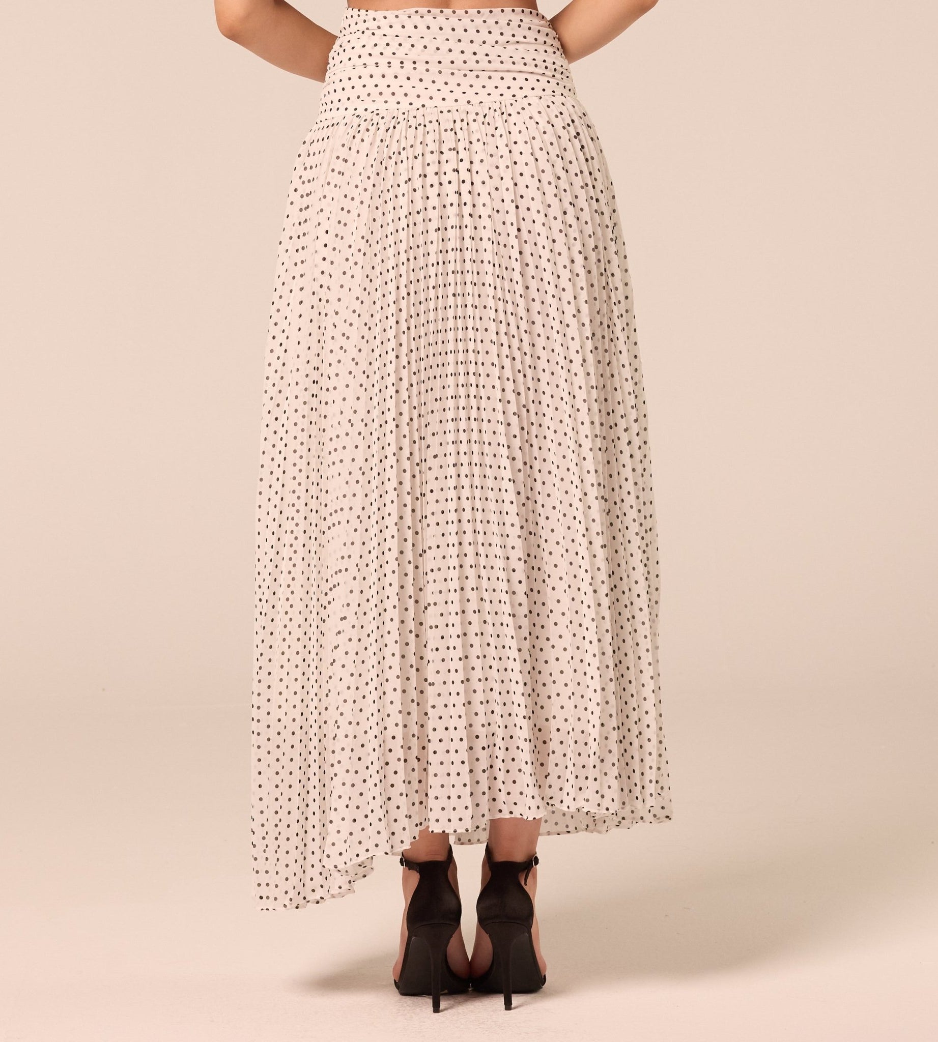 Polka Dot Pleated Chiffon Skirt - shopaleena