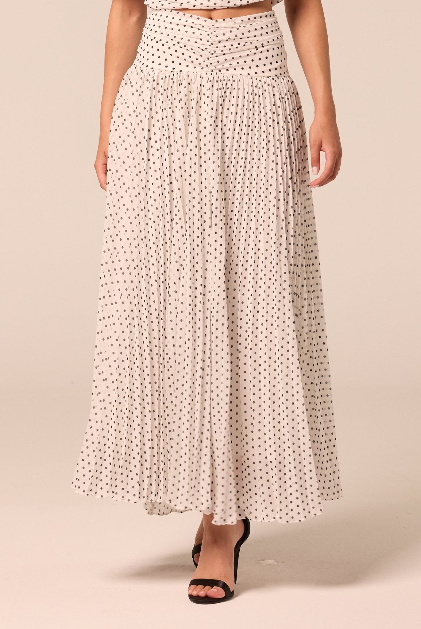 Polka Dot Pleated Chiffon Skirt - shopaleena
