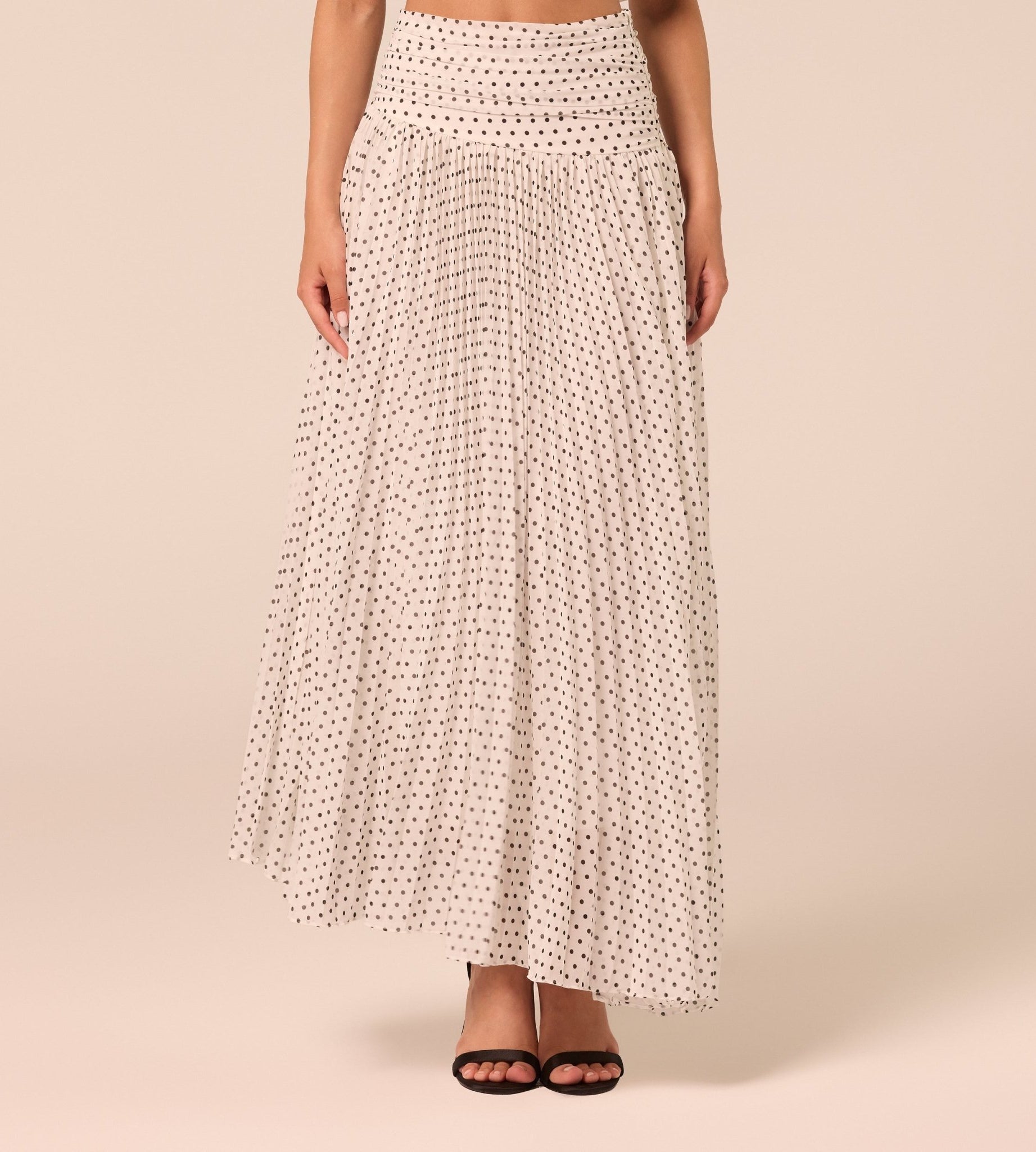 Polka Dot Pleated Chiffon Skirt - shopaleena