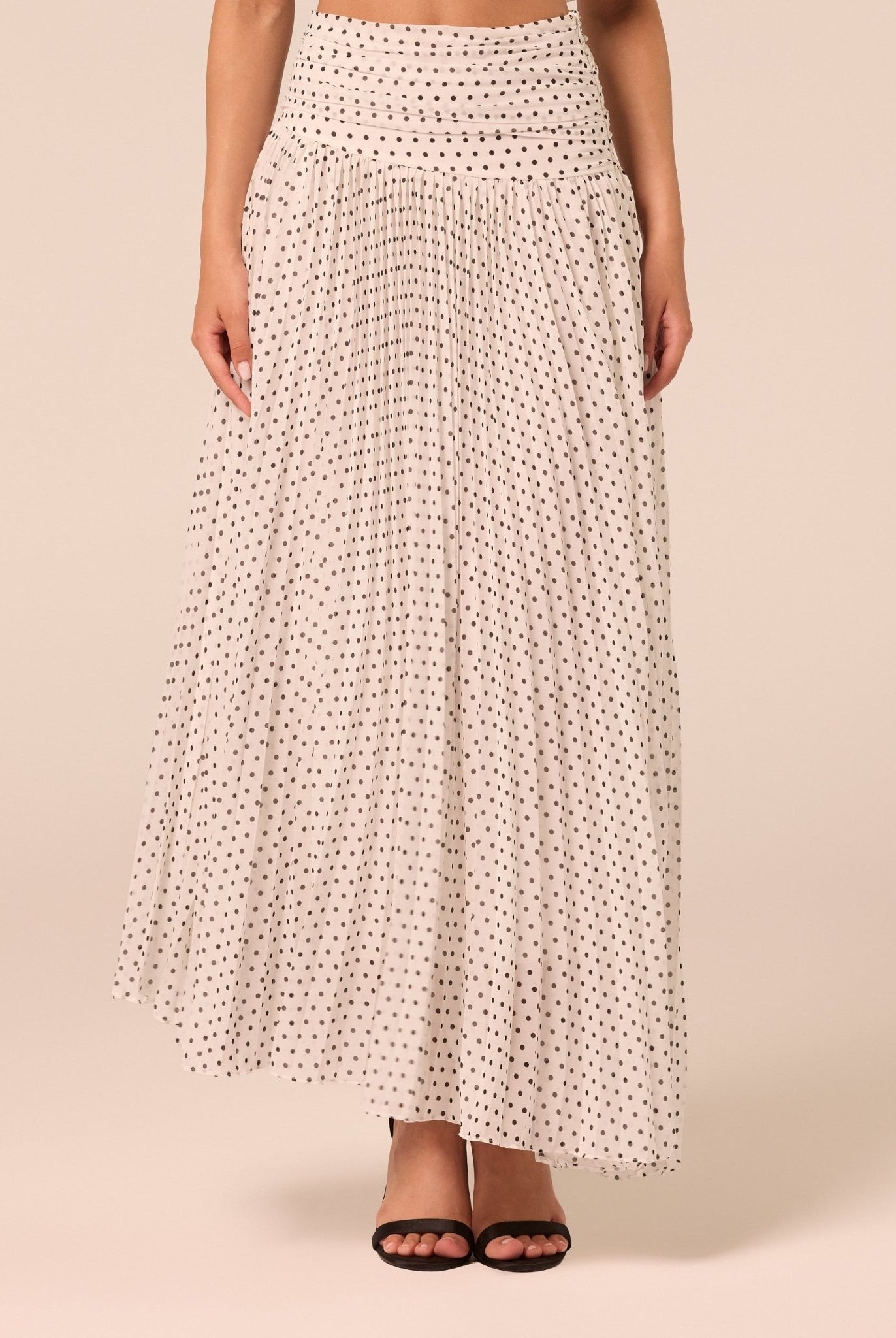 Polka Dot Pleated Chiffon Skirt - shopaleena