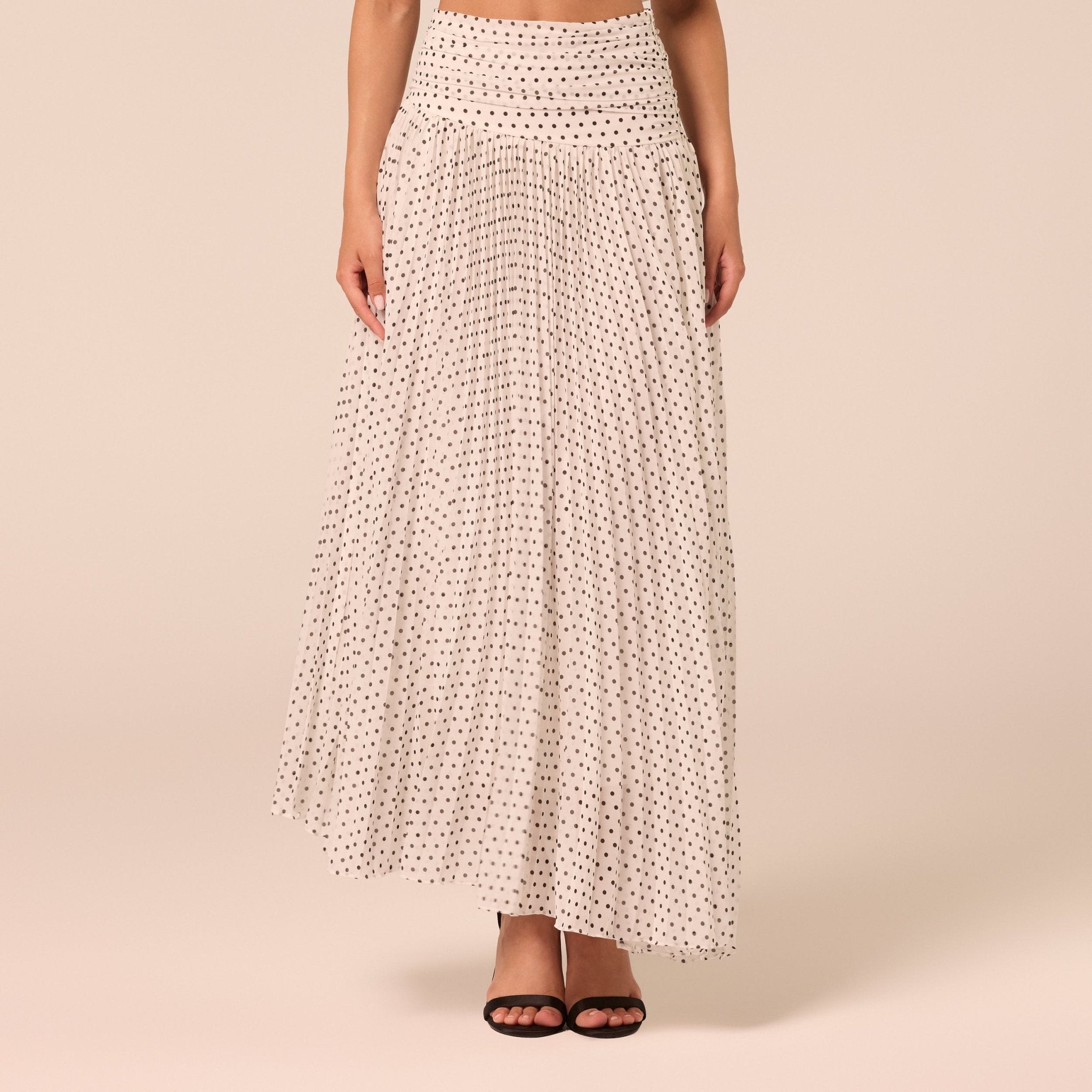 Polka Dot Pleated Chiffon Skirt - shopaleena