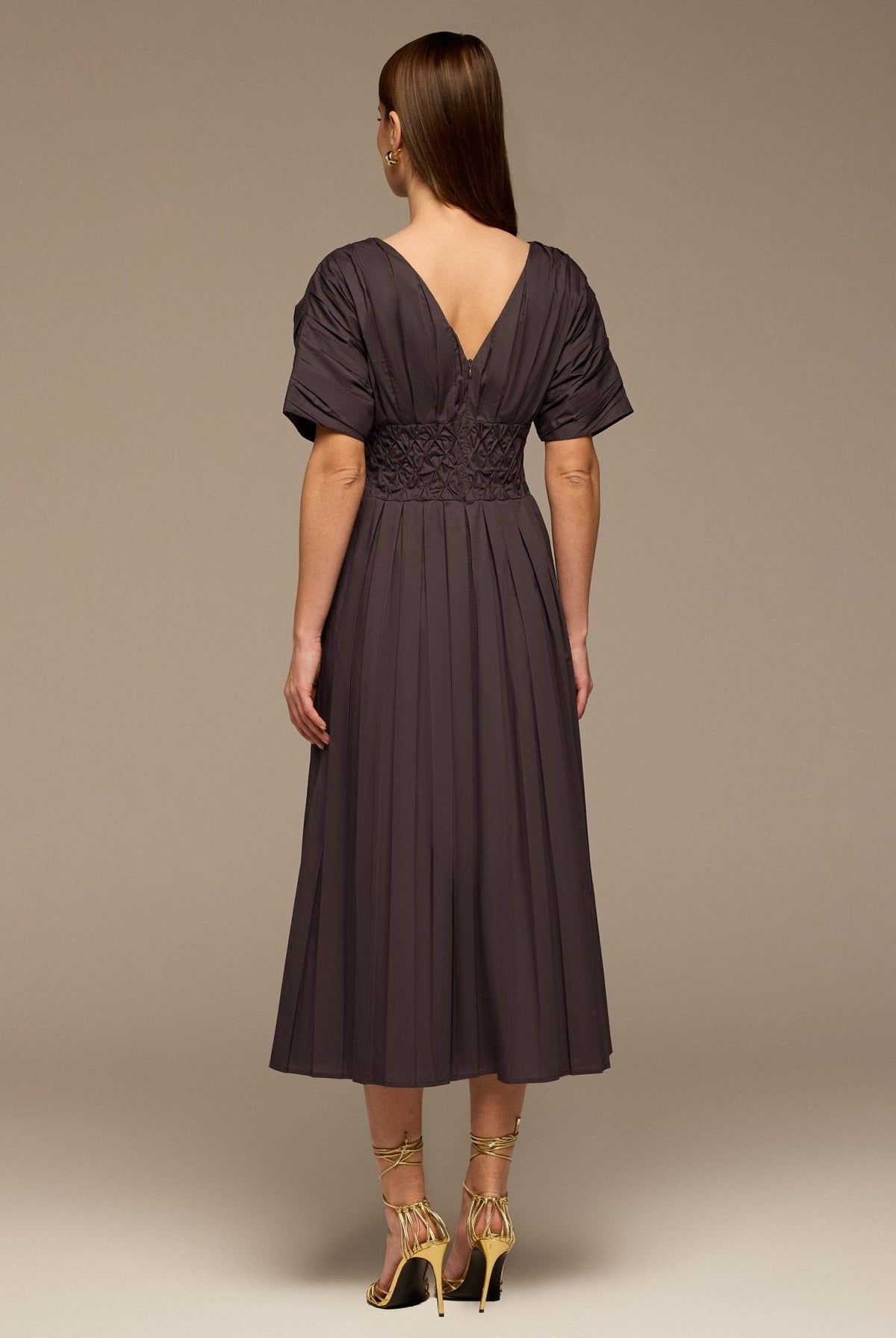 Poplin Cotton Puffy Sleeve Dress - shopaleena