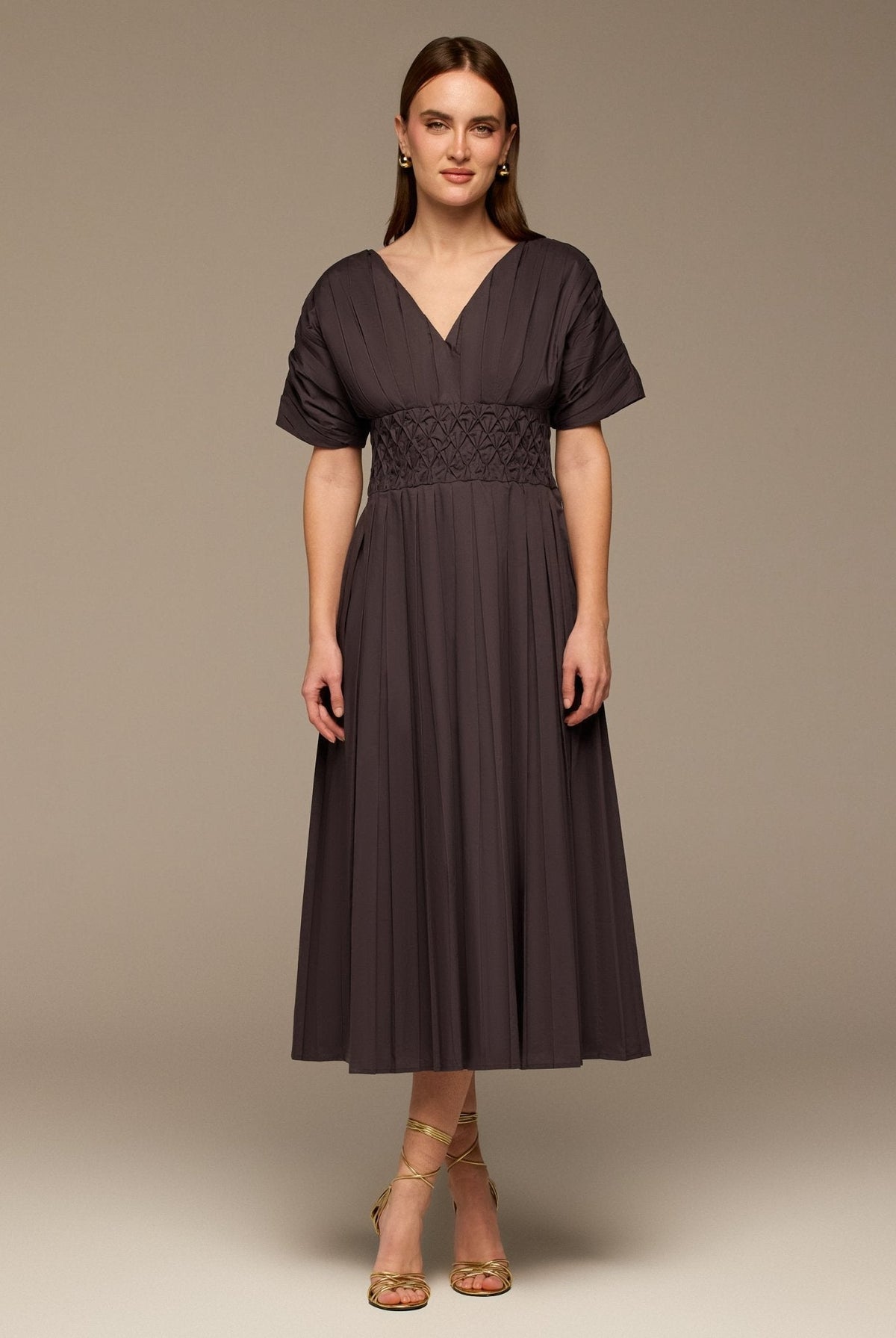 Poplin Cotton Puffy Sleeve Dress - shopaleena