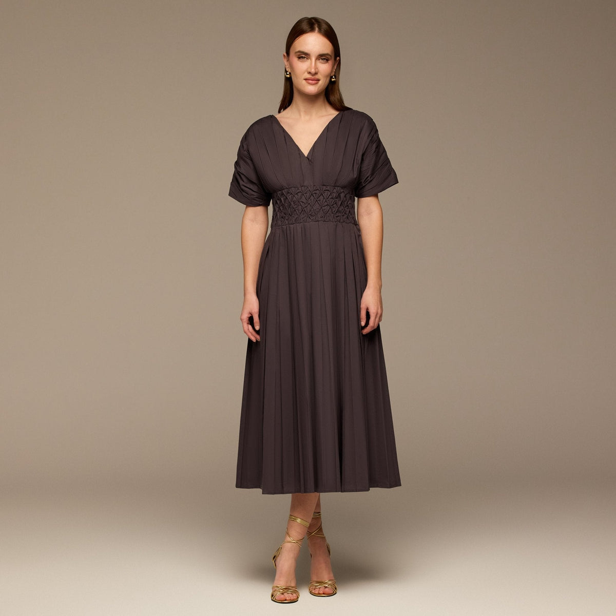 Poplin Cotton Puffy Sleeve Dress - shopaleena