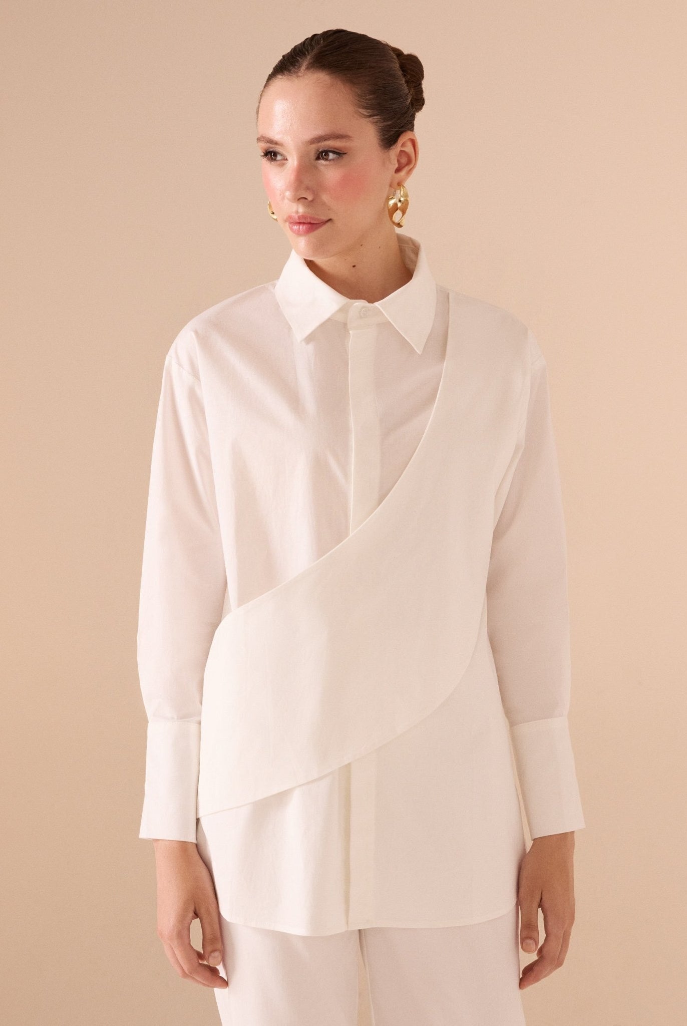 Poplin Shirt With Drop Shoulder Piece - shopaleena
