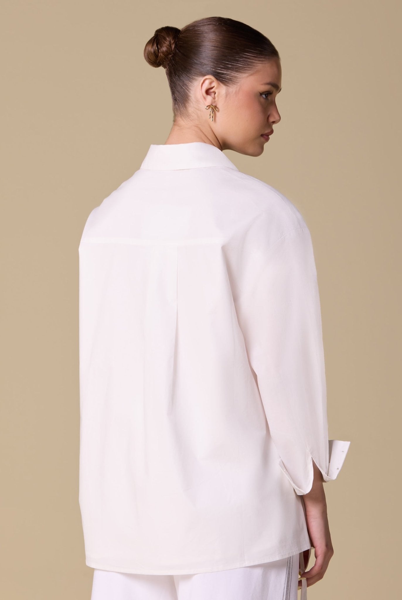 Poplin Shirt with Side Ribbon - shopaleena