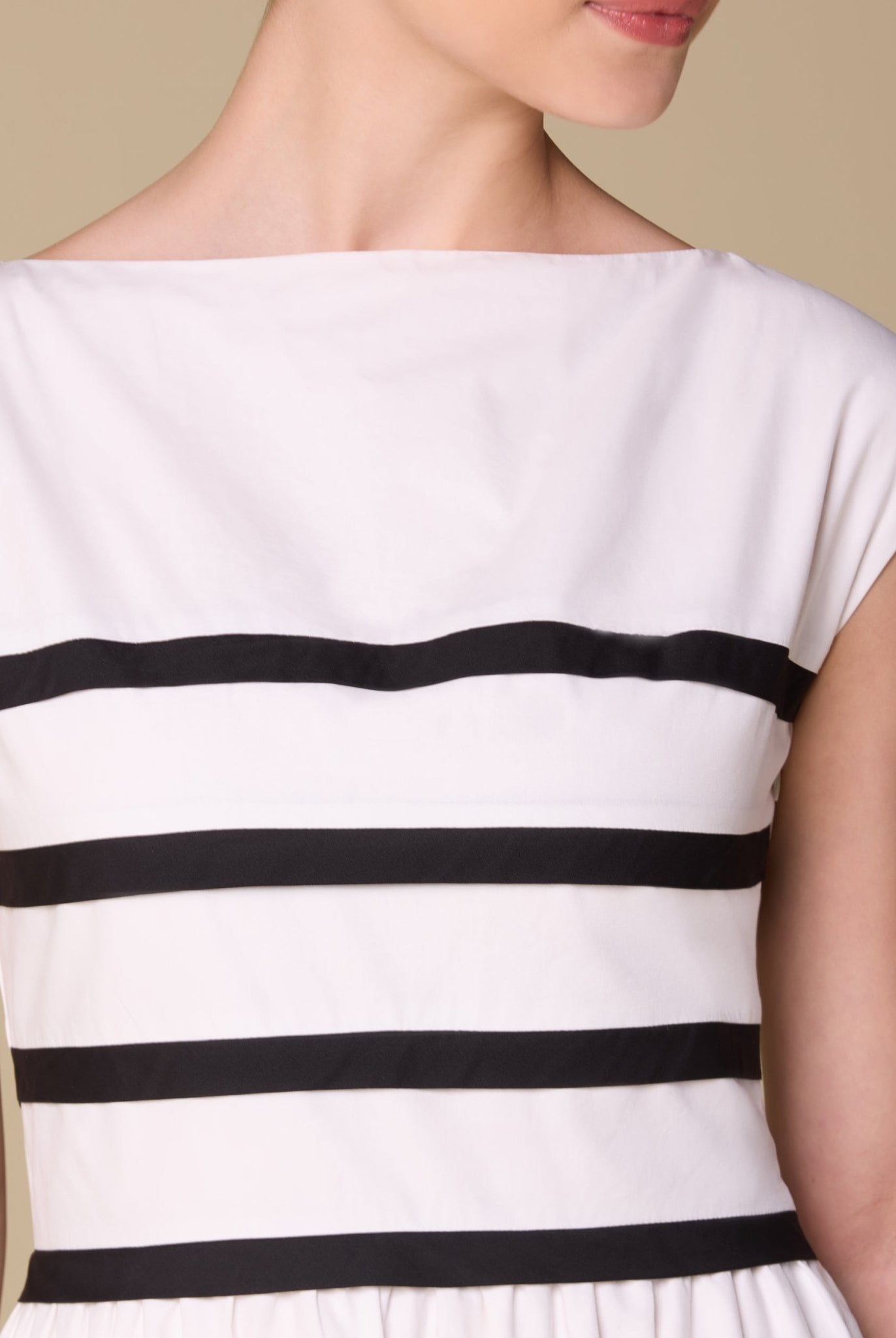Poplin Striped Flared A Line Midi Dress - shopaleena