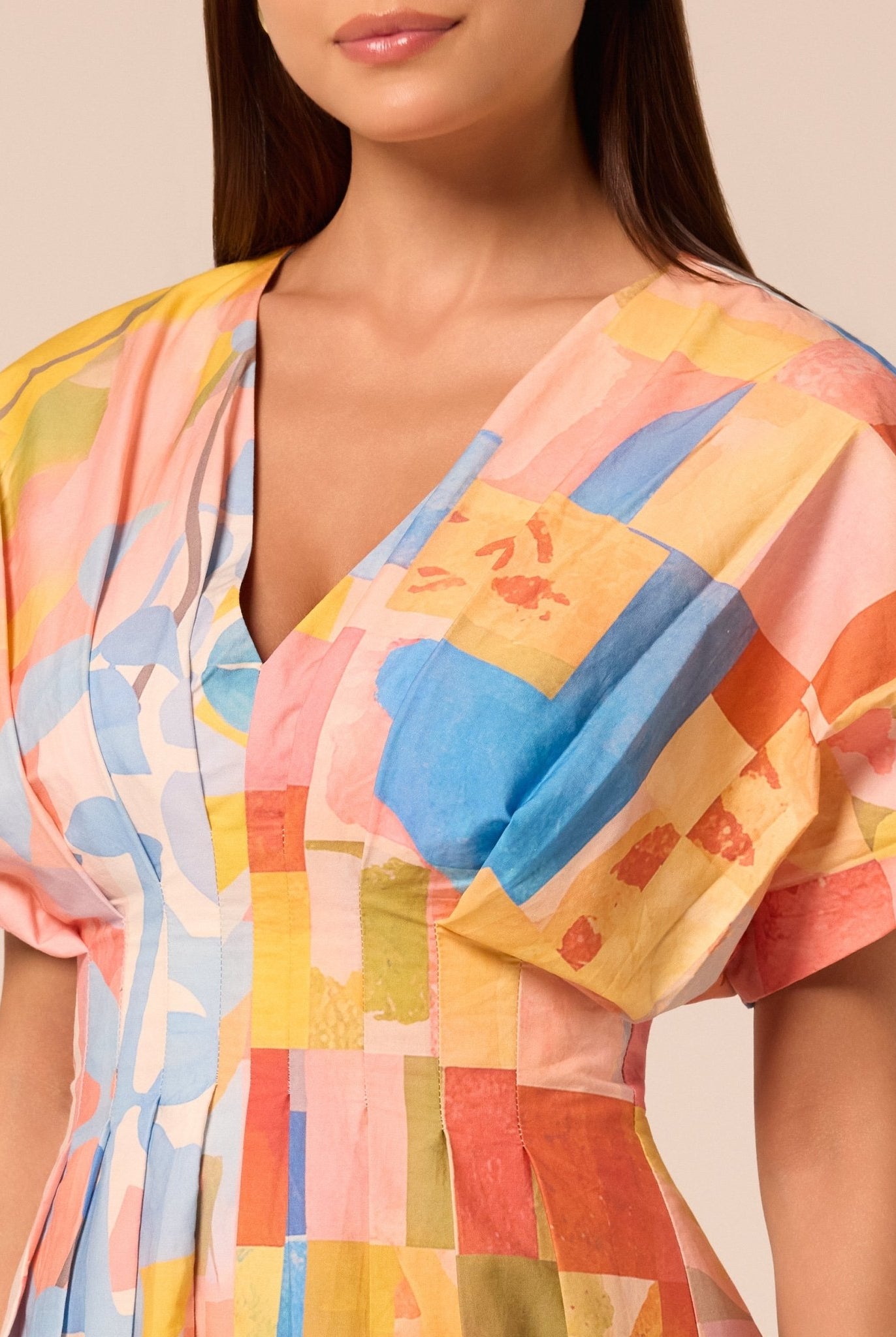 Printed Kimono Sleeve Cotton Dress - shopaleena