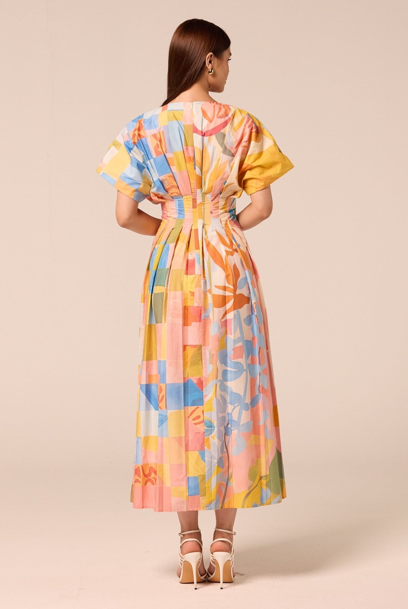 Printed Kimono Sleeve Cotton Dress - shopaleena