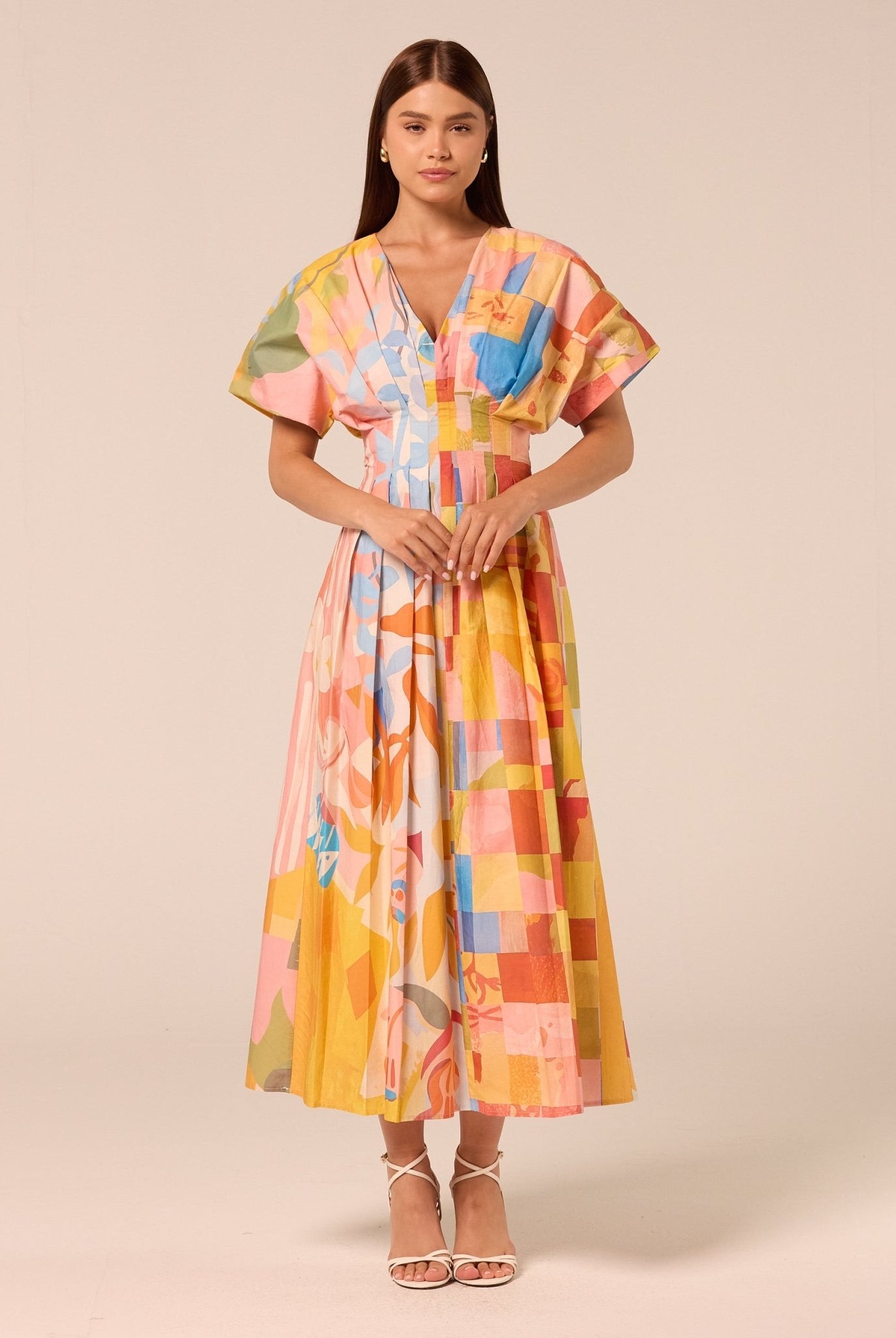 Printed Kimono Sleeve Cotton Dress - shopaleena
