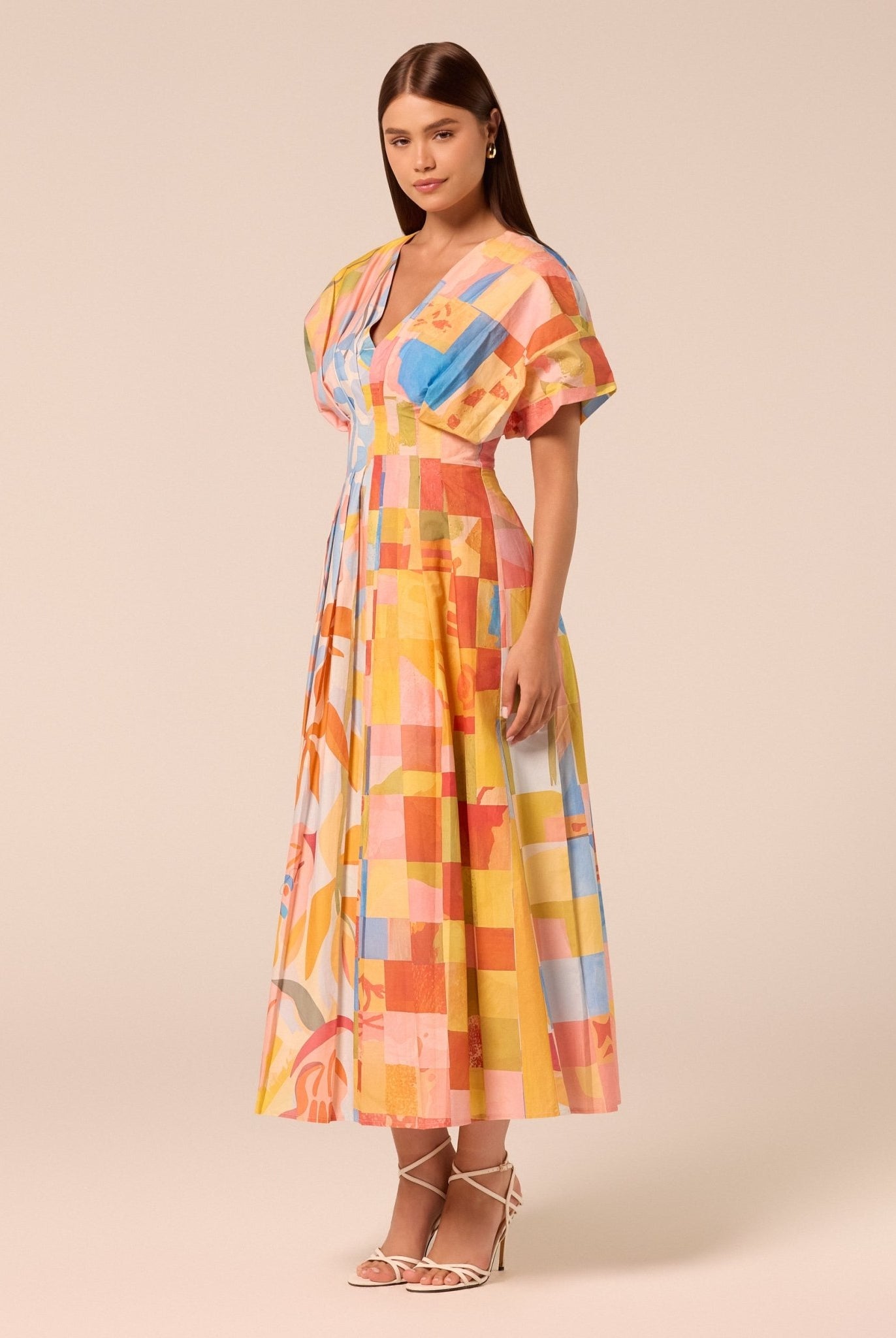 Printed Kimono Sleeve Cotton Dress - shopaleena